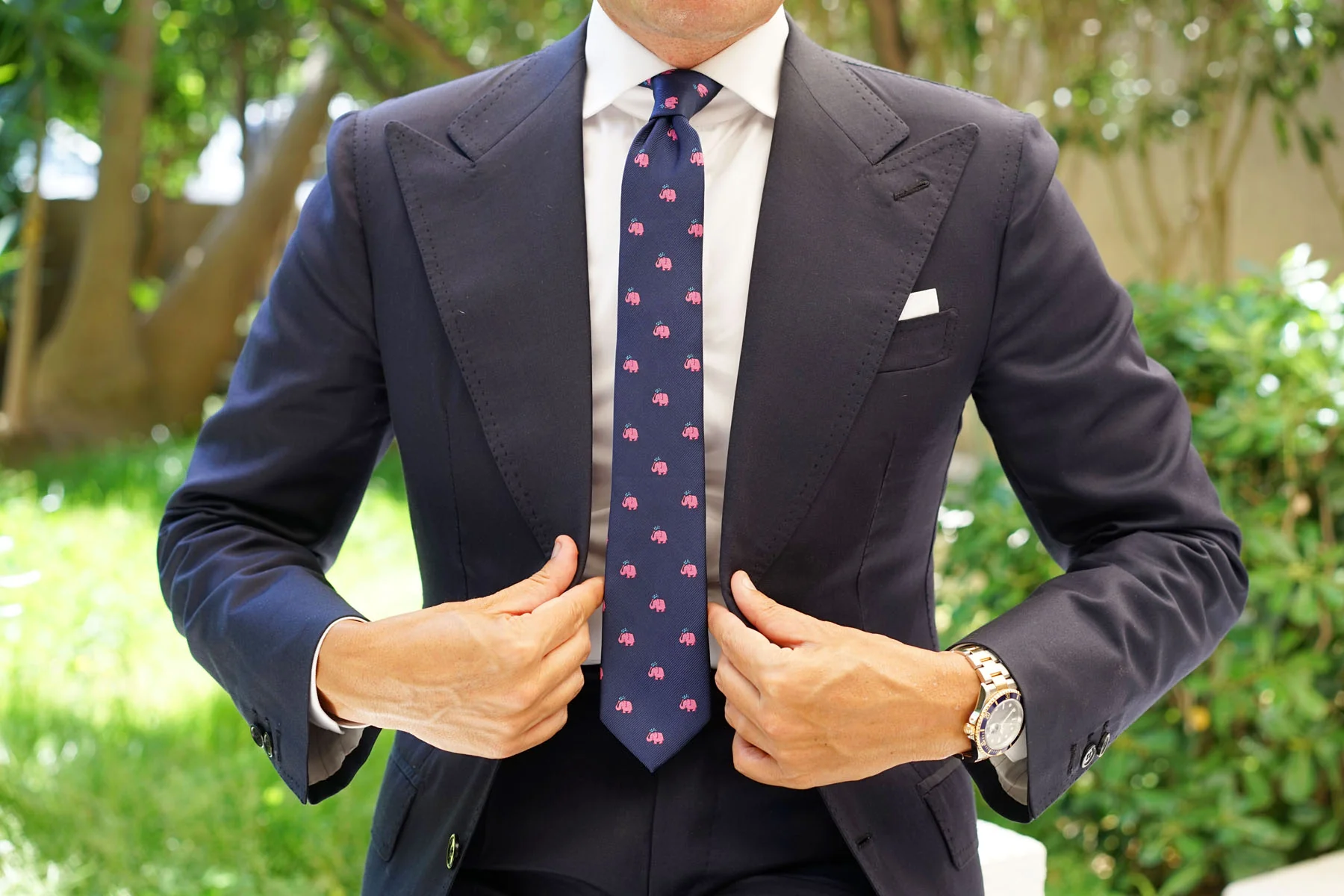 Pink Water Elephant Skinny Tie - Image 4