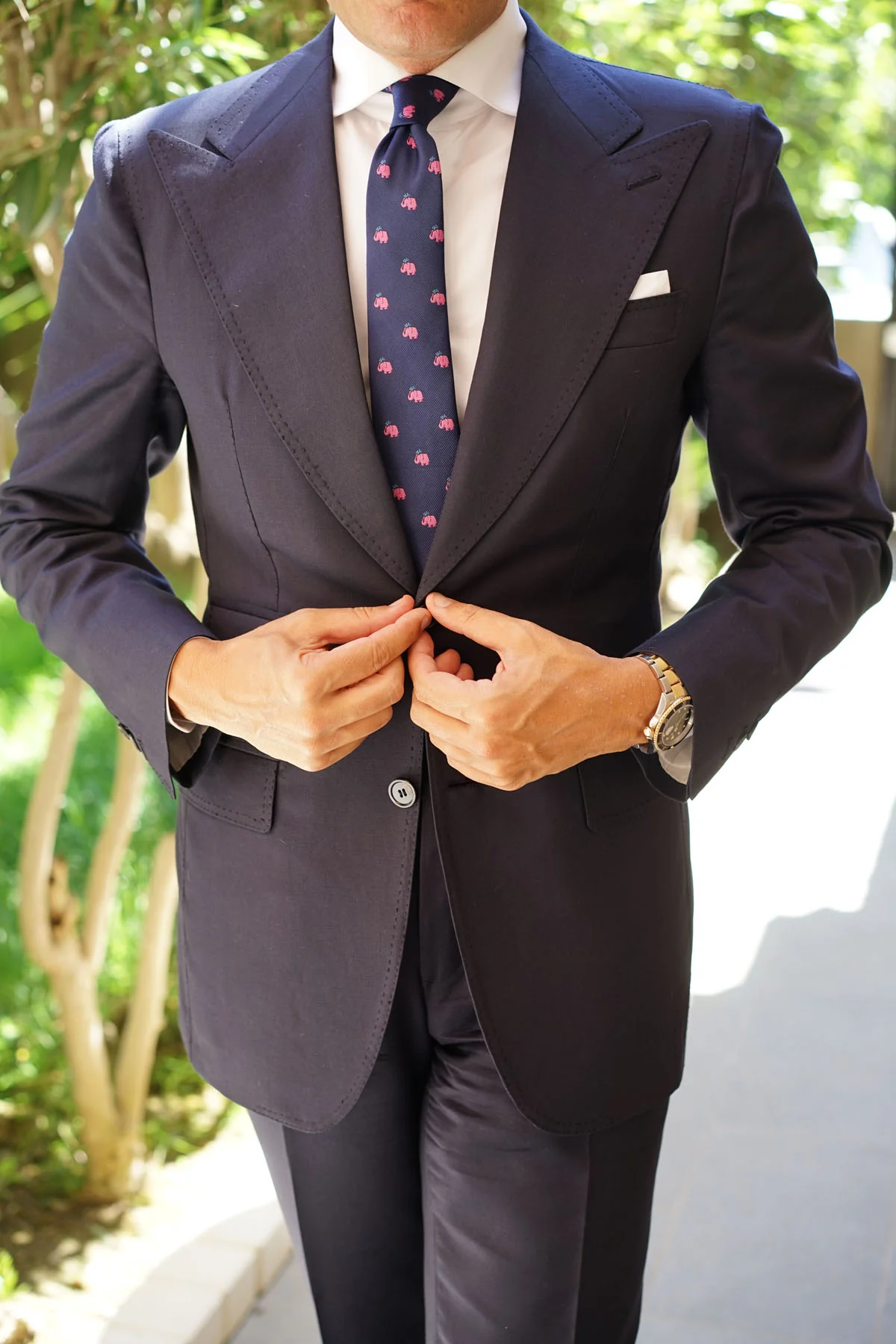 Pink Water Elephant Skinny Tie - Image 5