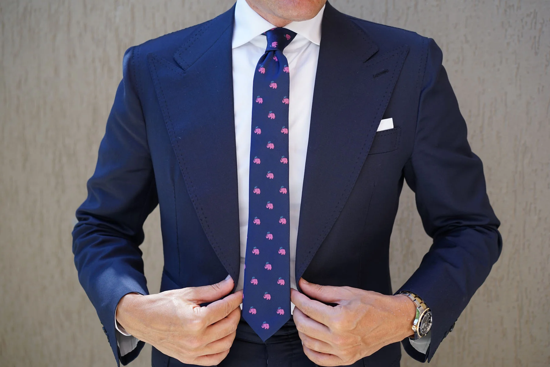 Pink Water Elephant Skinny Tie - Image 6