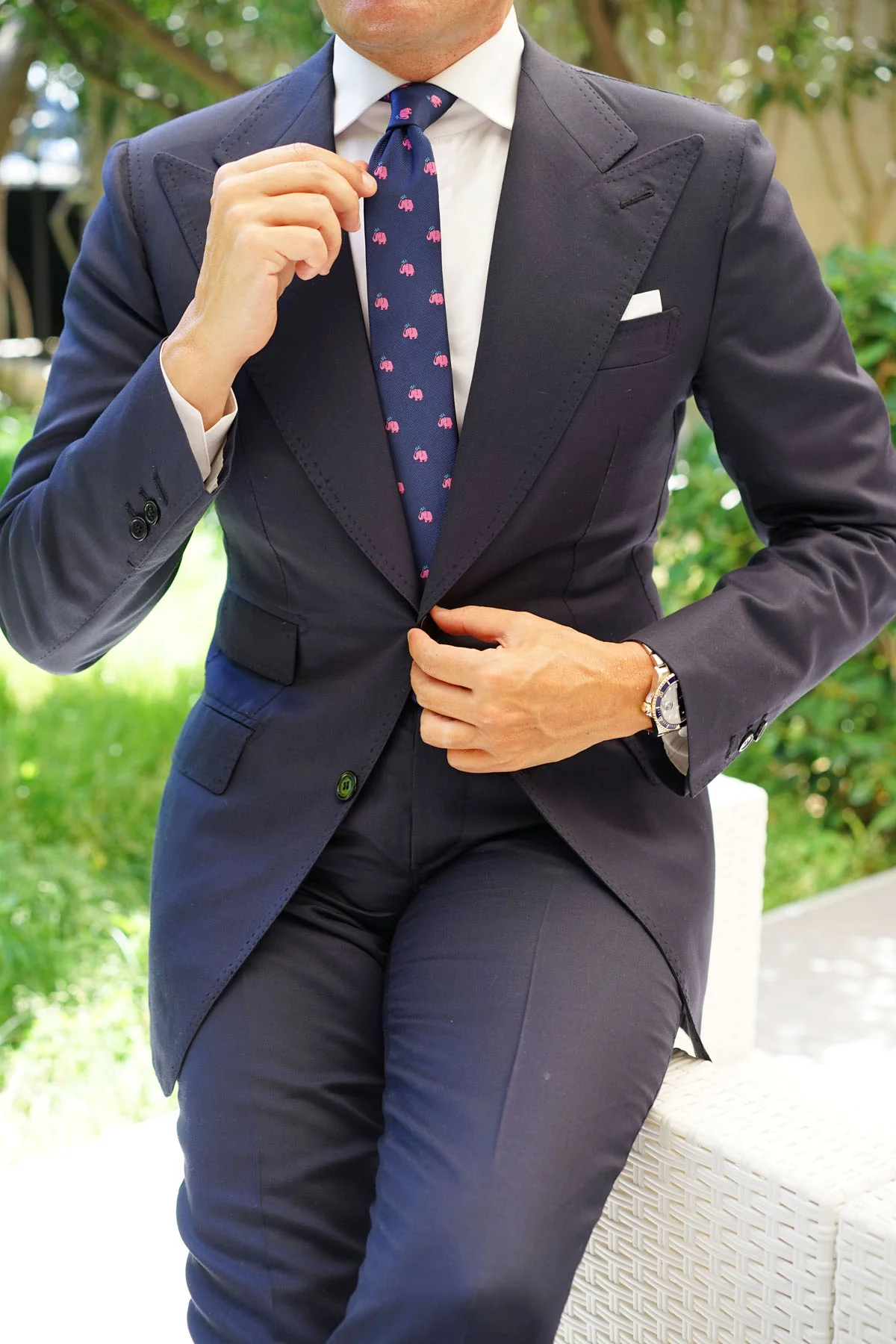 Pink Water Elephant Skinny Tie - Image 7