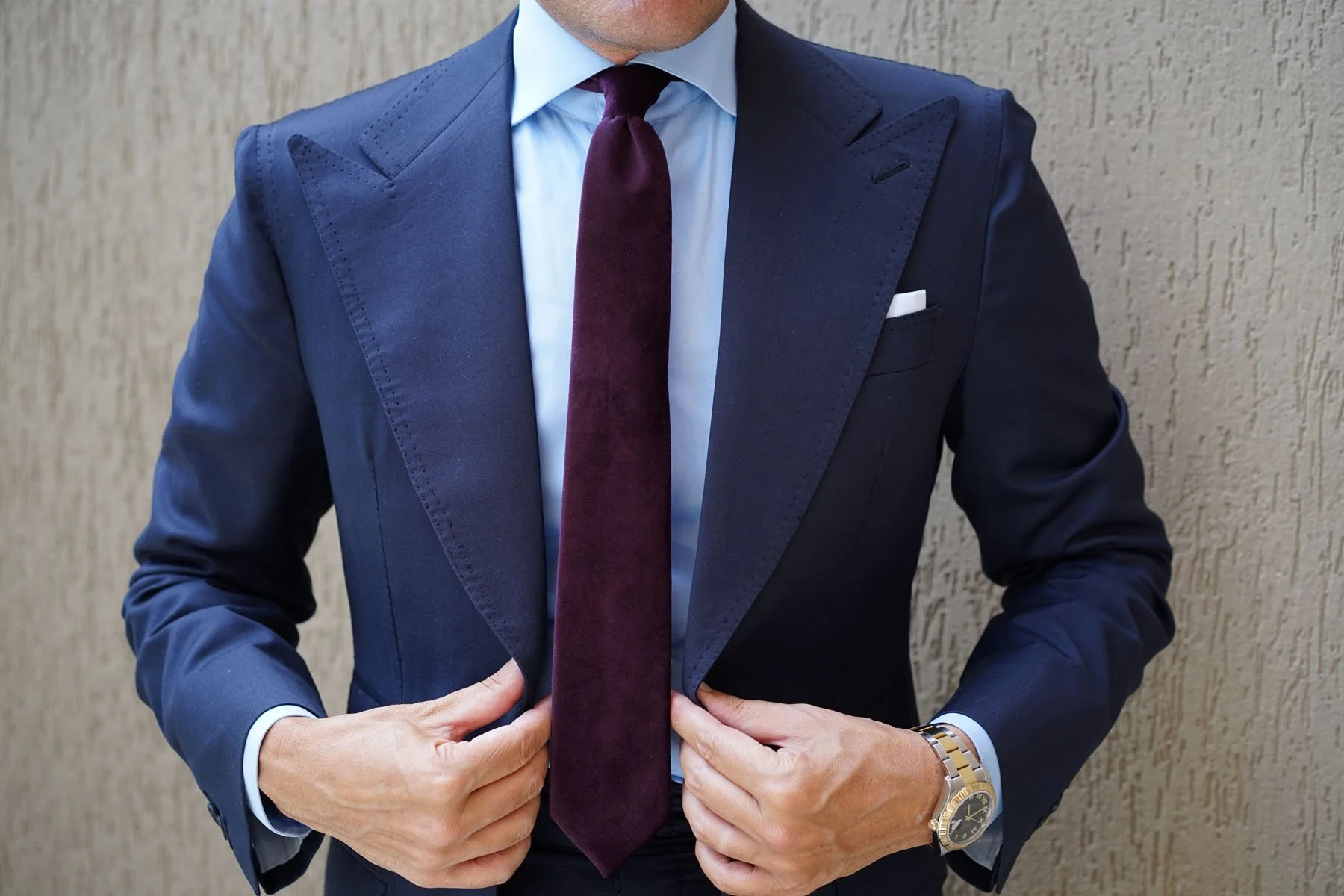 Plum Purple Velvet Skinny Tie - Image 4