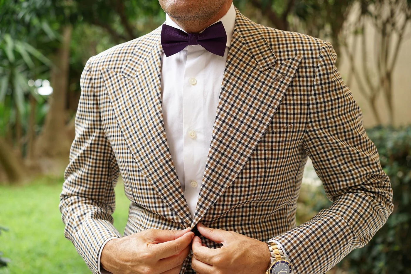 Plum Purple Weave Bow Tie - Image 9