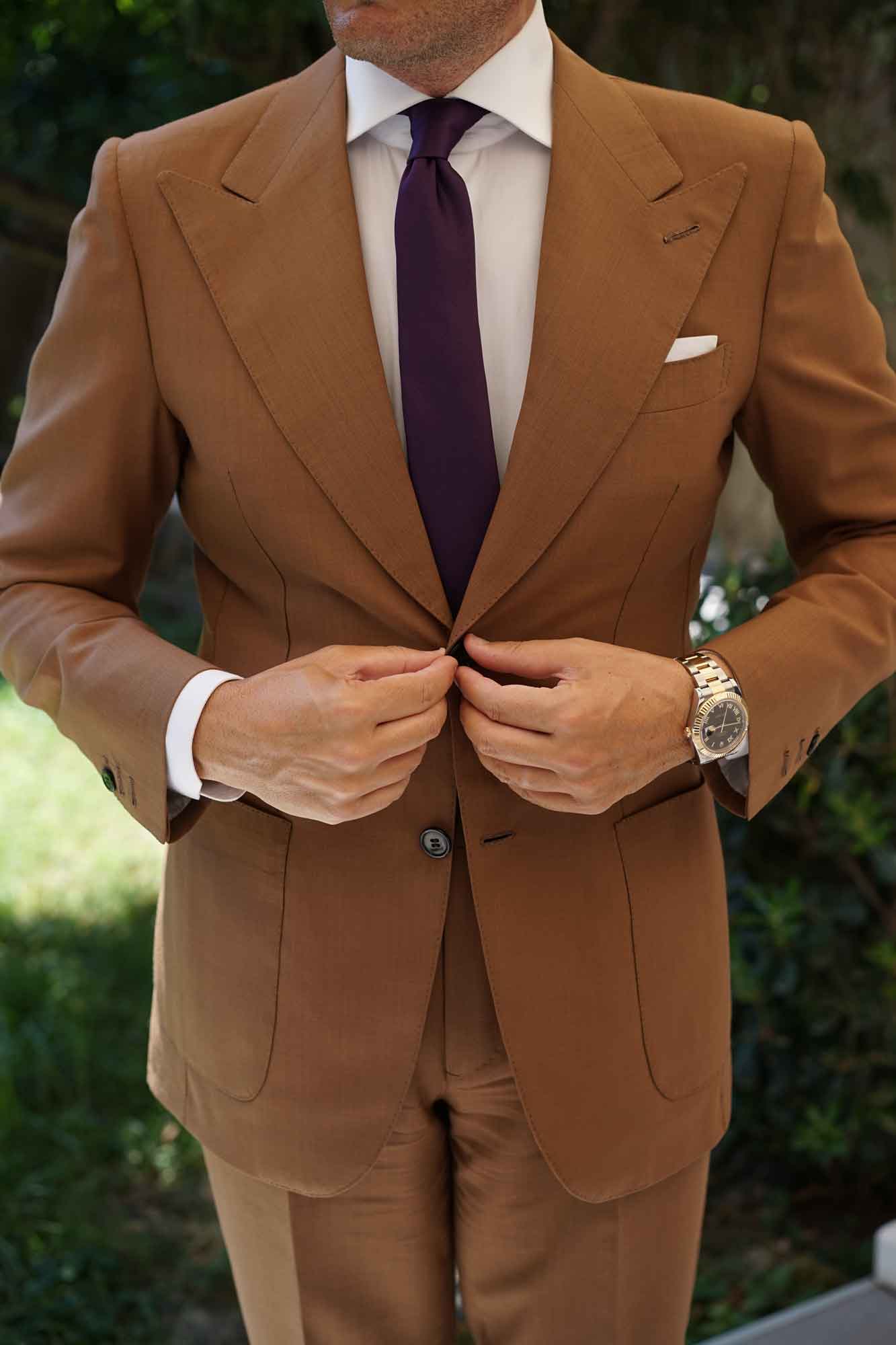 Plum Purple Weave Skinny Tie - Image 7