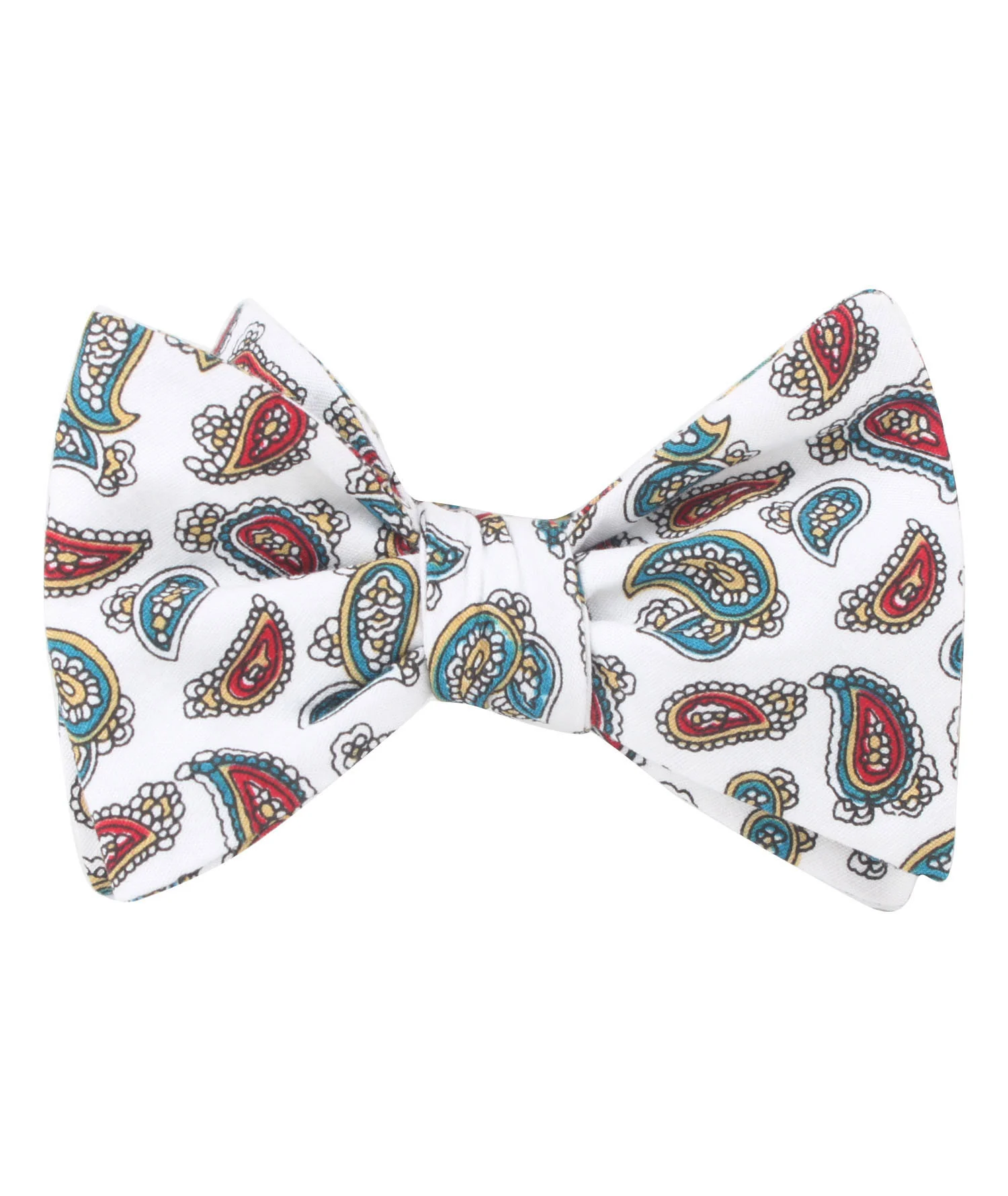 Ponte Vecchio White Paisley Self Bow Tie - Image 2