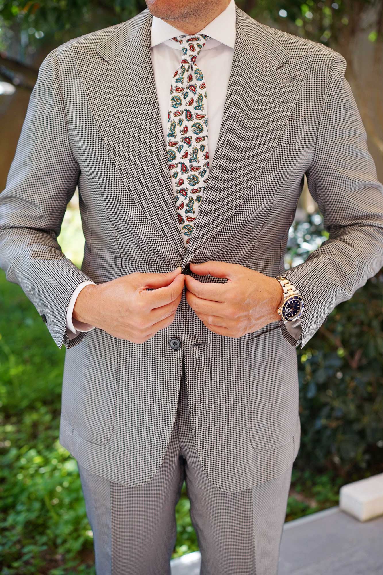 Ponte Vecchio White Paisley Tie - Image 10