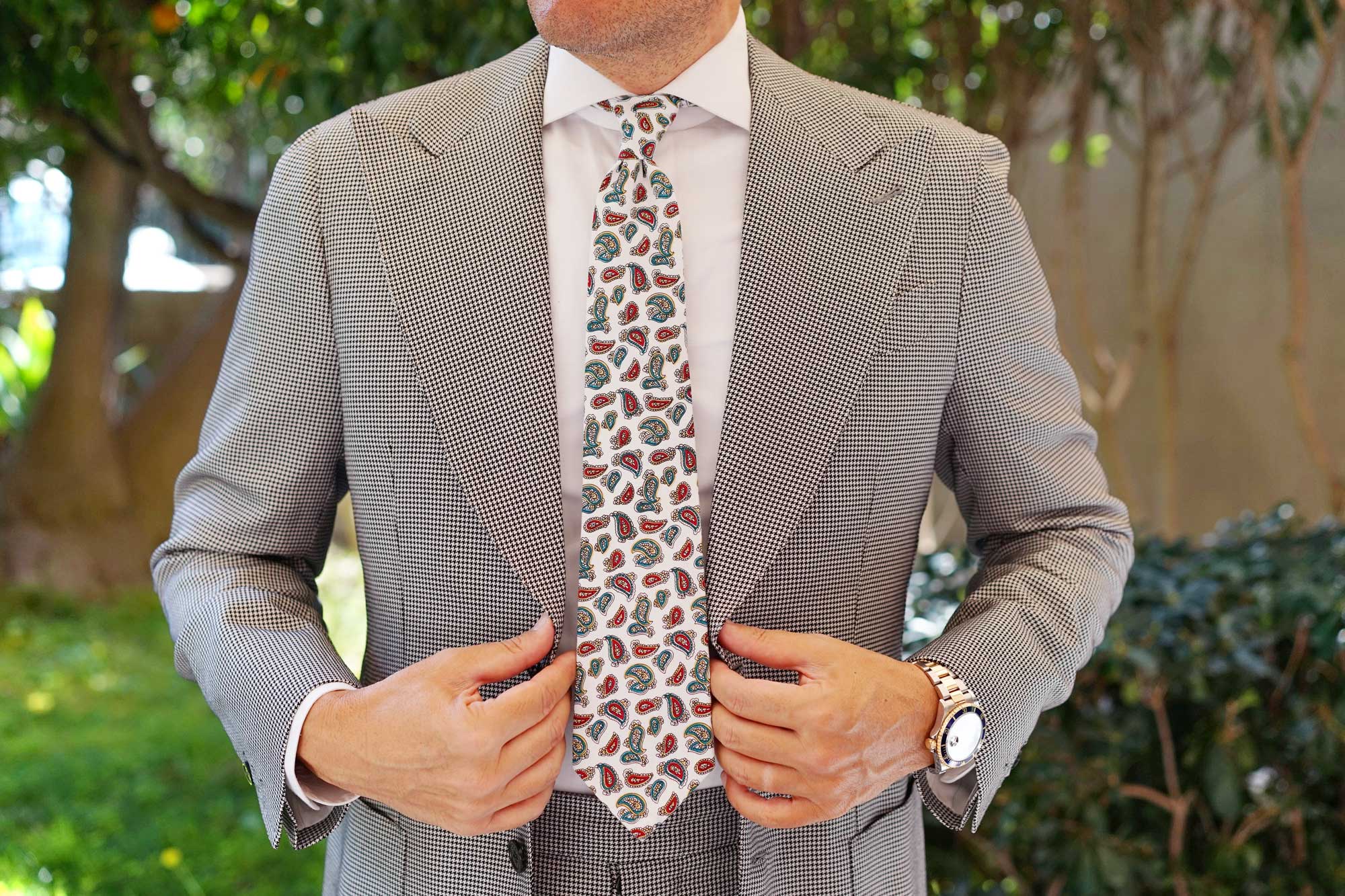Ponte Vecchio White Paisley Tie - Image 7