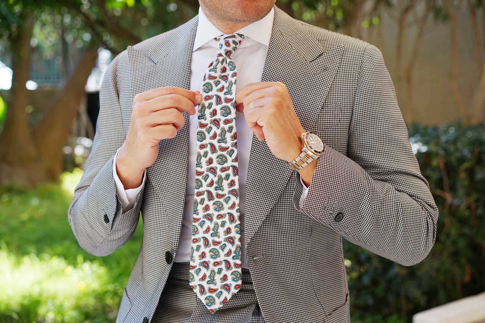Ponte Vecchio White Paisley Tie - Image 9