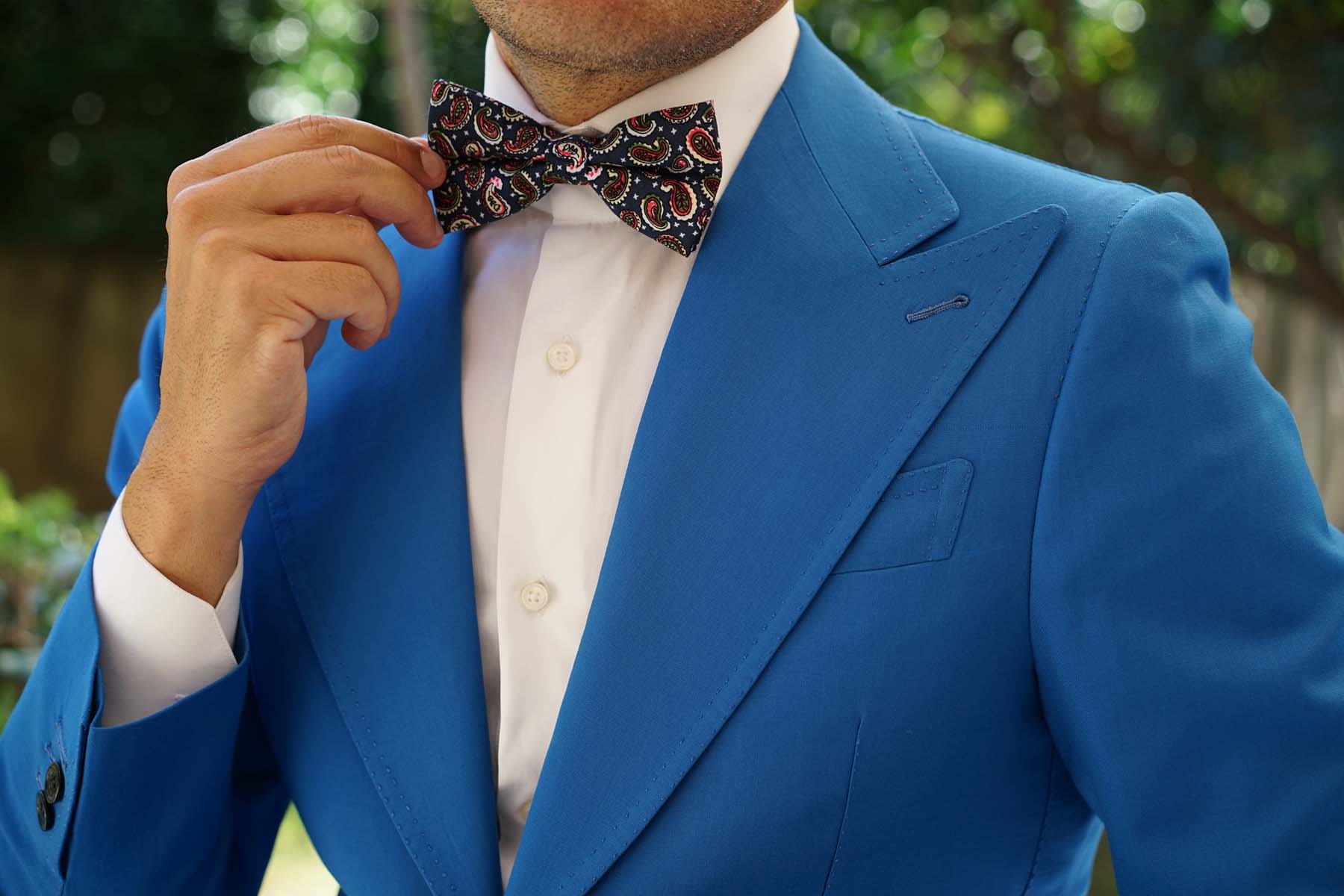 Prague Paisley Blue Floral Bow Tie - Image 5
