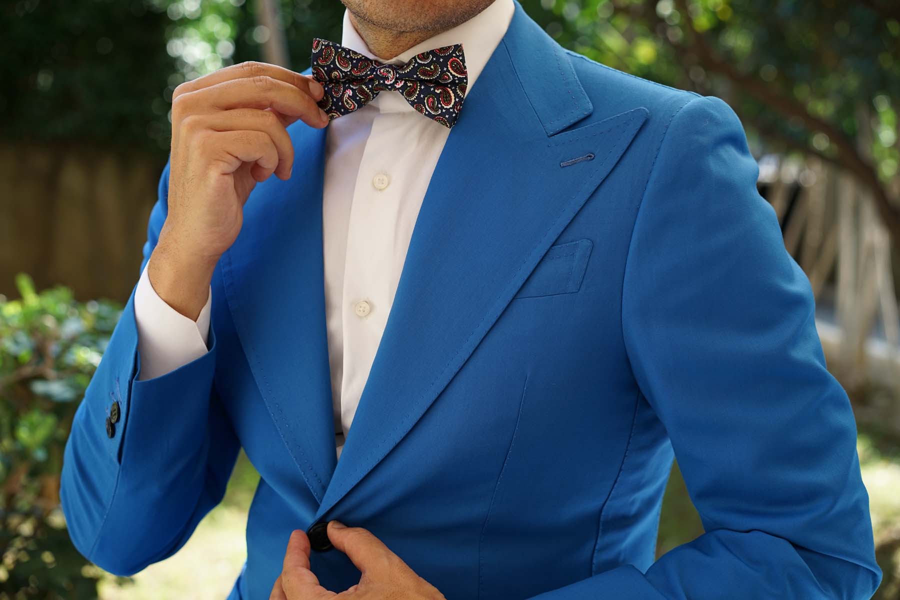 Prague Paisley Blue Floral Bow Tie - Image 6