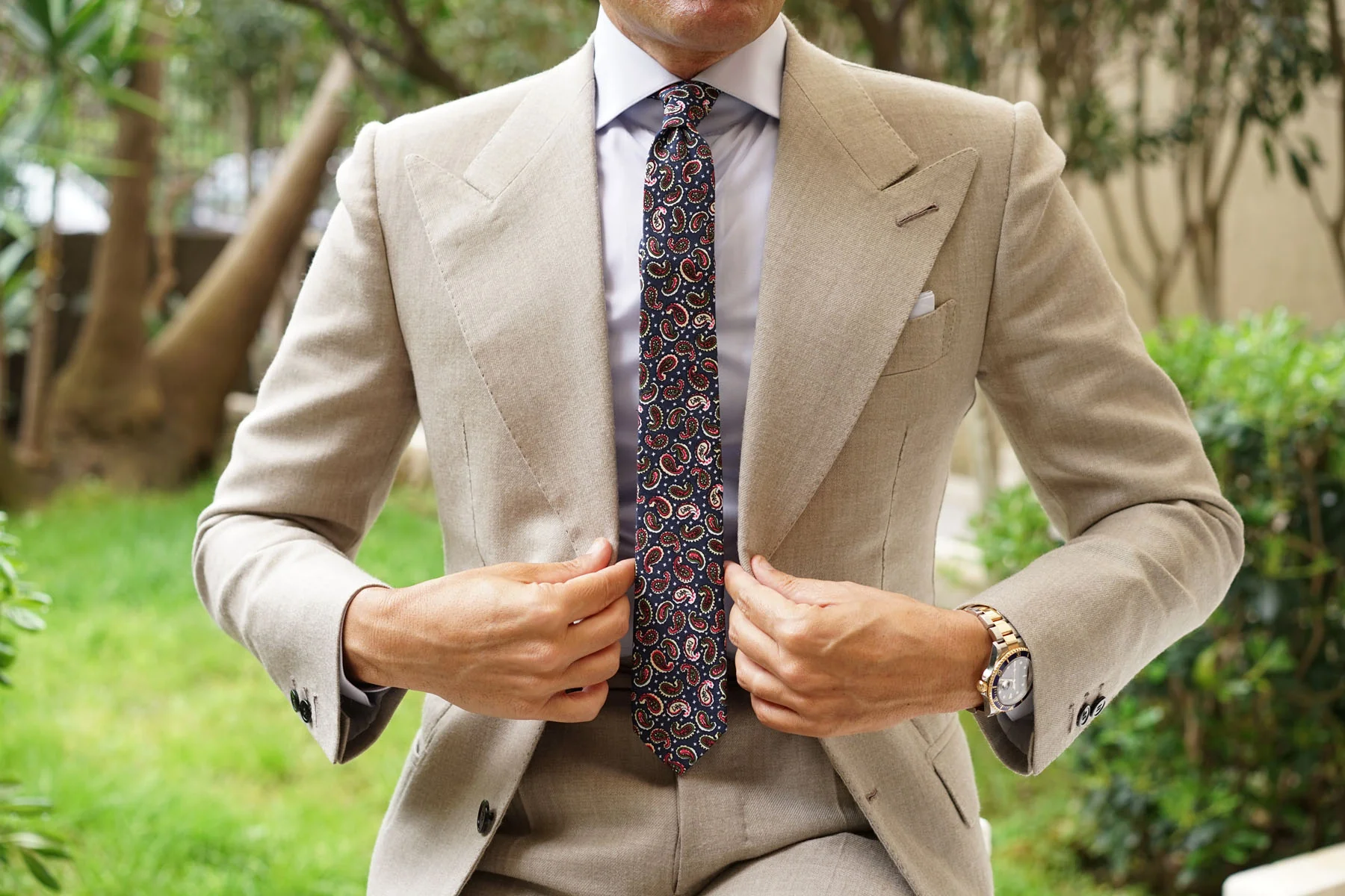 Prague Paisley Blue Floral Skinny Tie - Image 4