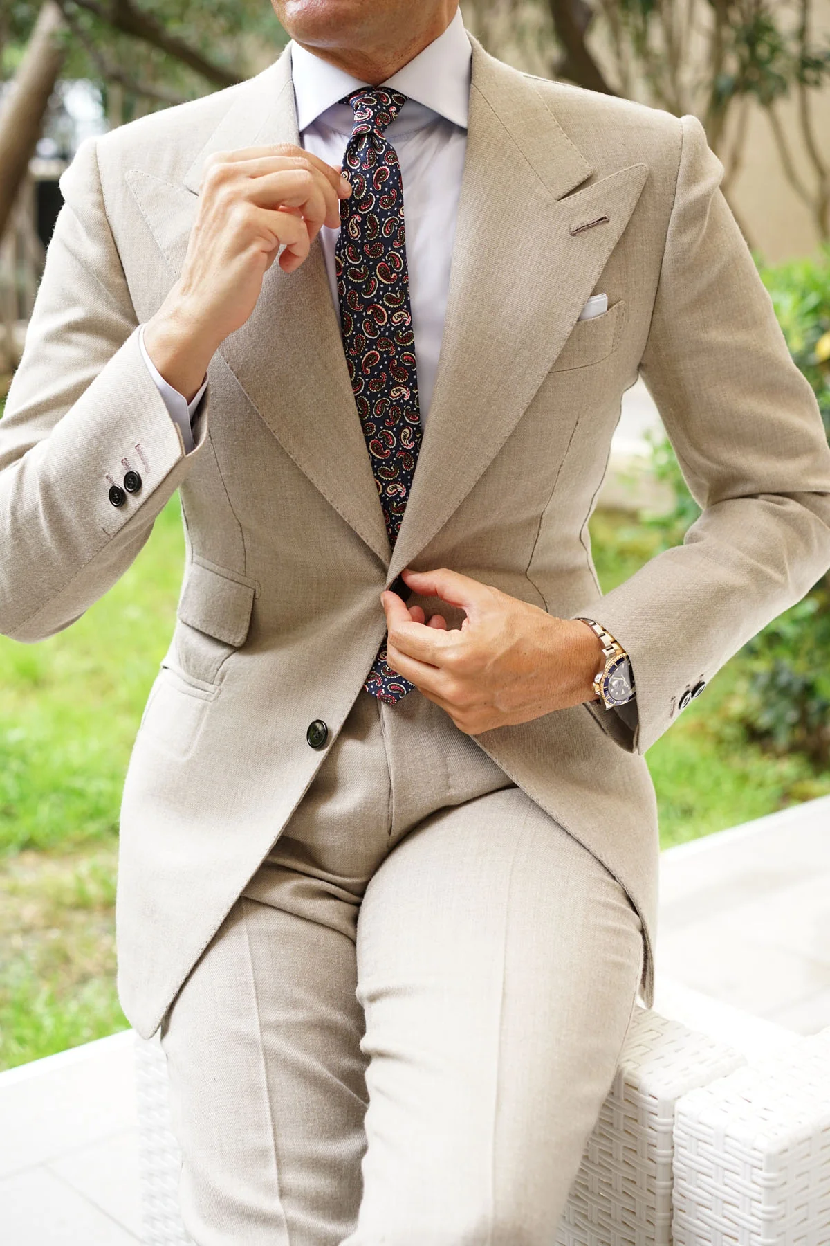 Prague Paisley Blue Floral Skinny Tie - Image 9