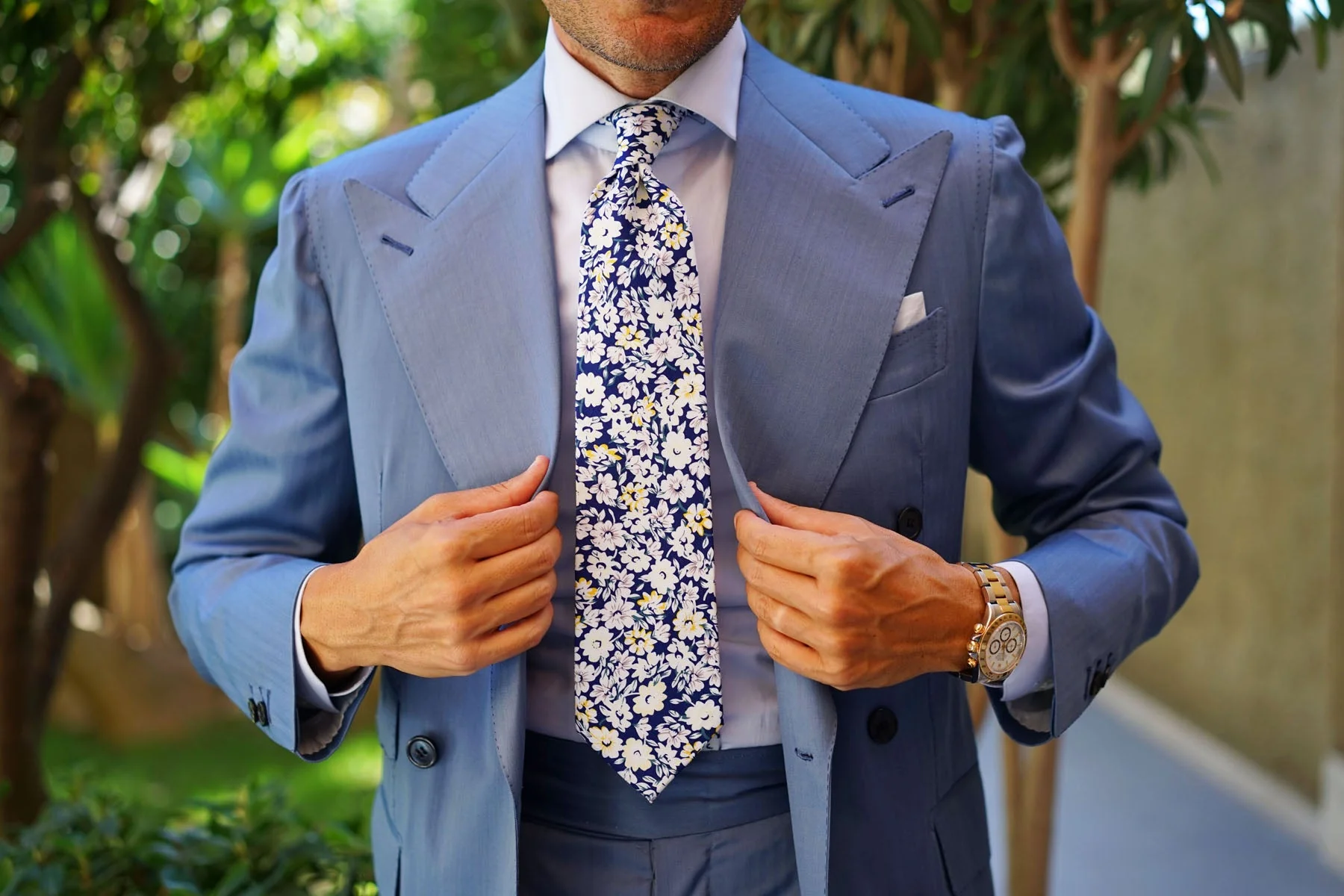 Puerto Rico White Flower Necktie - Image 12