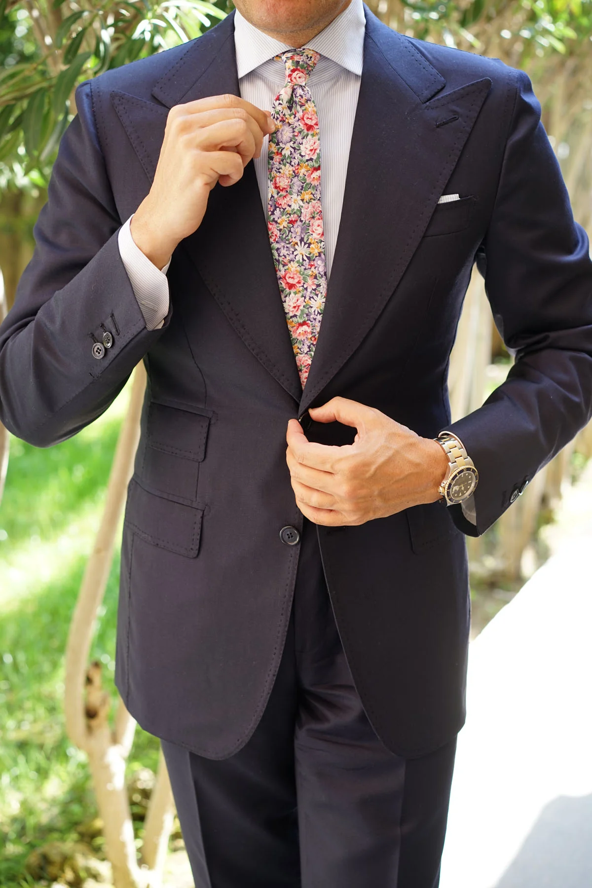 Purple Giverny Floral Skinny Tie - Image 5
