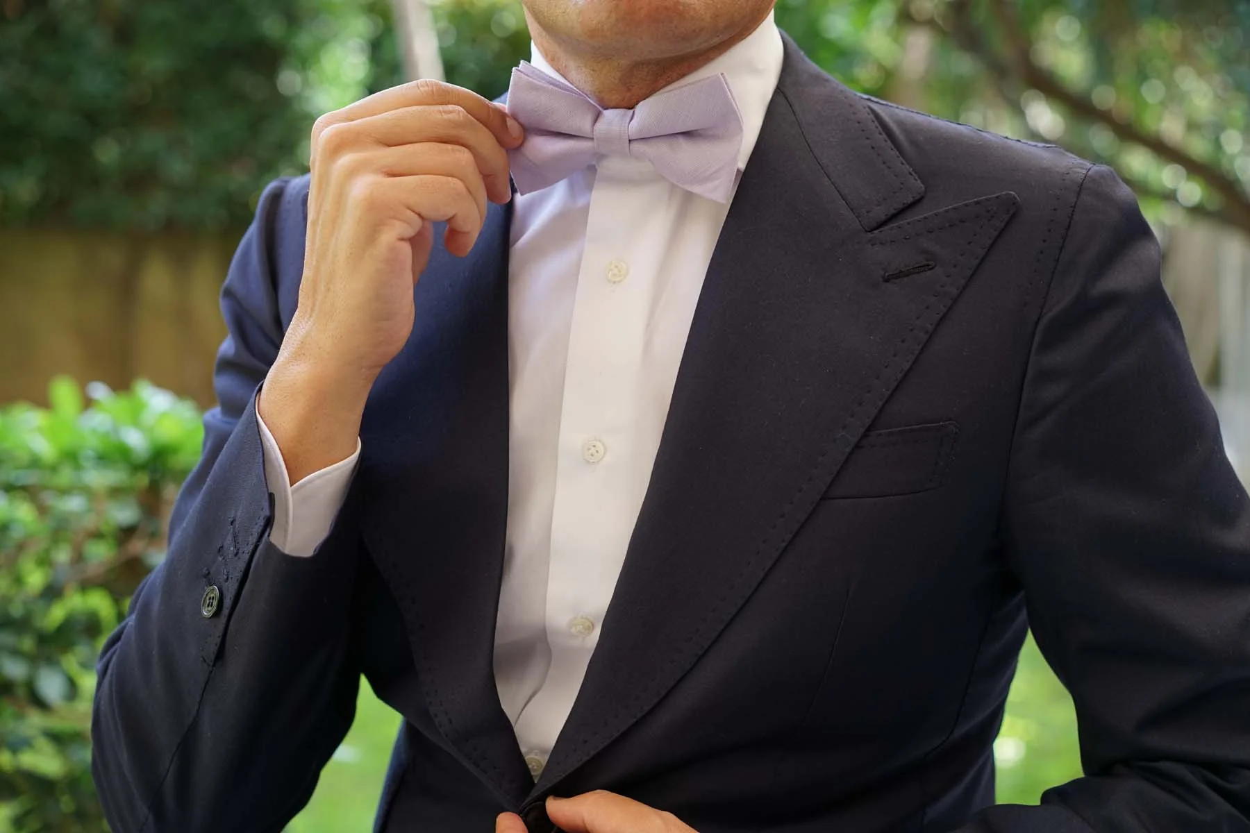 Purple Lilac Lavender Slub Linen Bow Tie - Image 3
