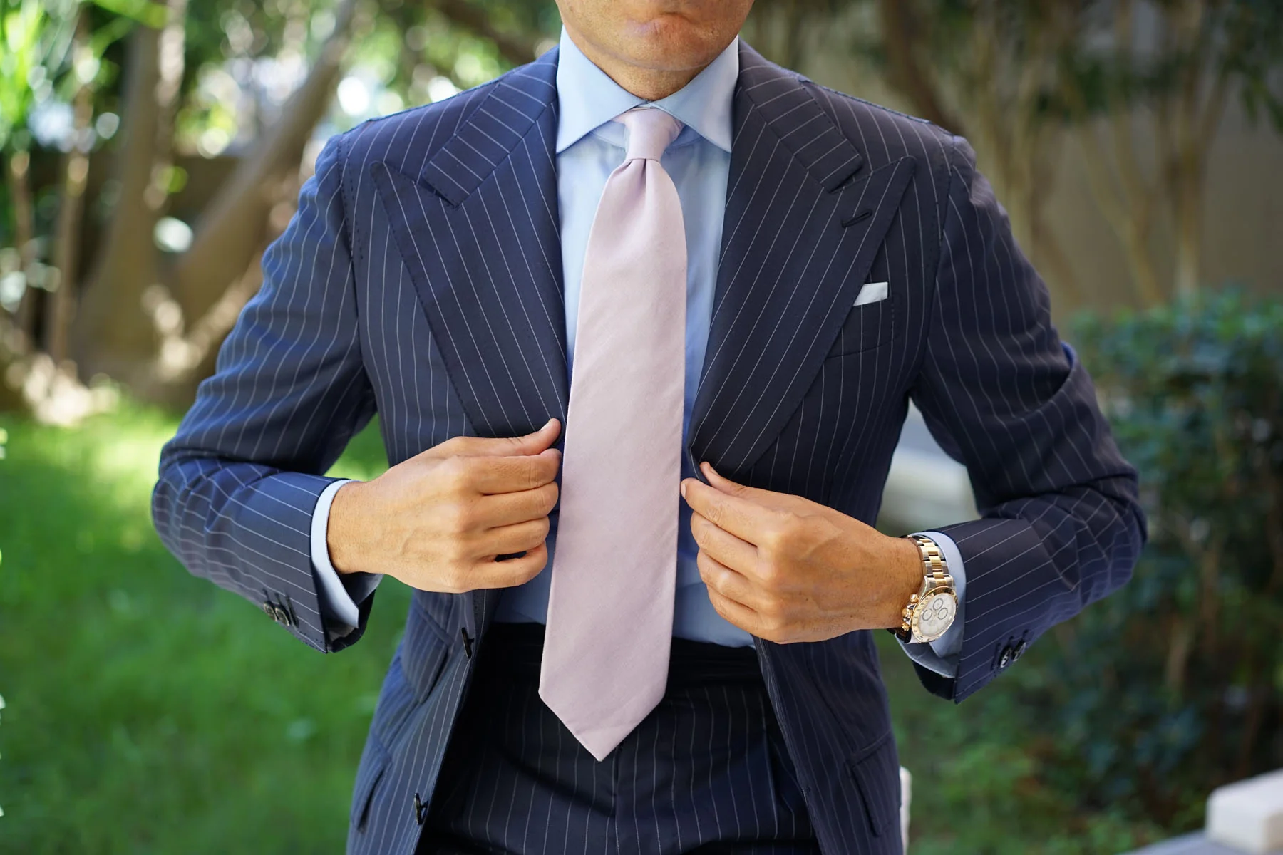 Purple Lilac Lavender Slub Linen Necktie - Image 5