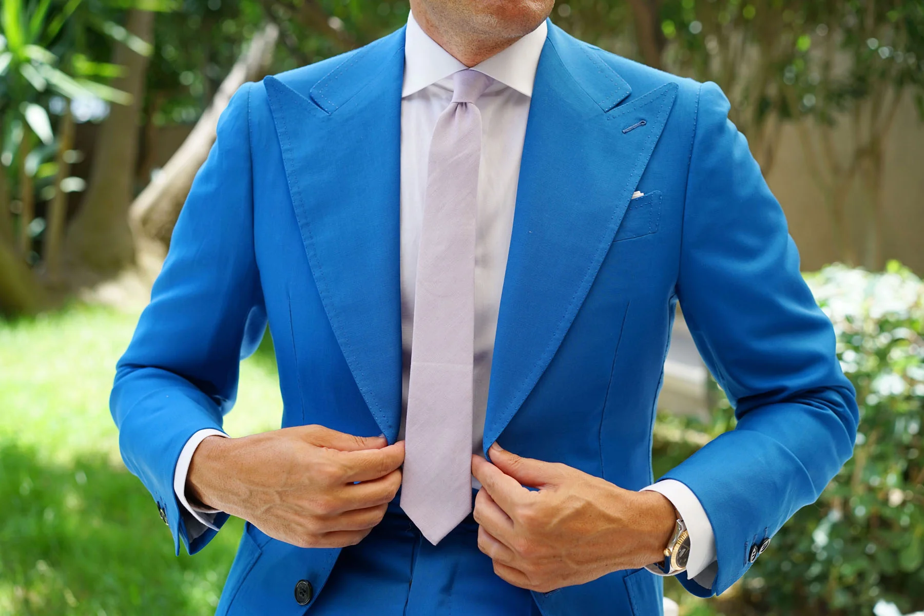 Purple Lilac Lavender Slub Linen Skinny Tie - Image 5