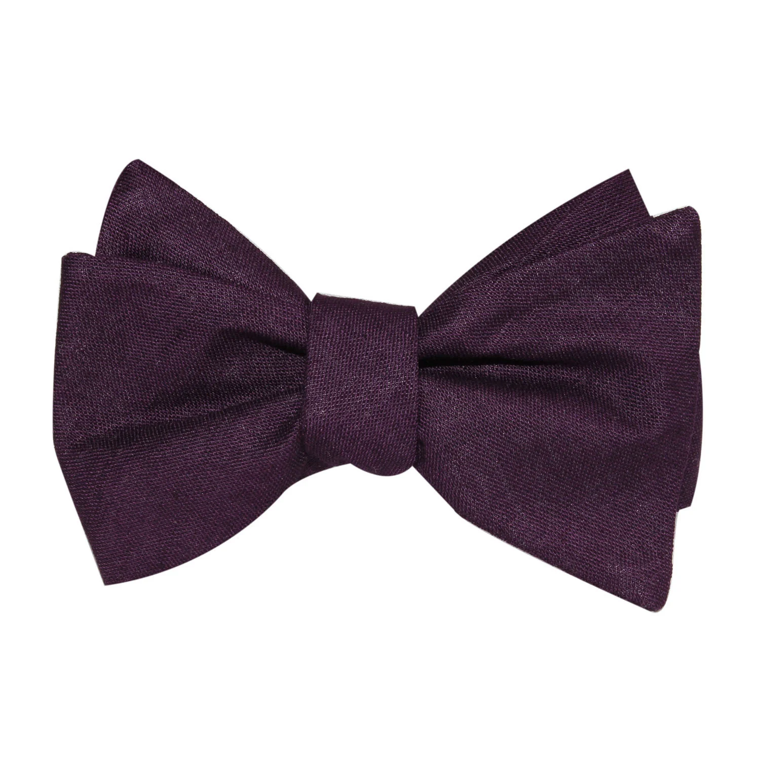 Purple Plum Slub Linen Self Tie Bow Tie - Image 2