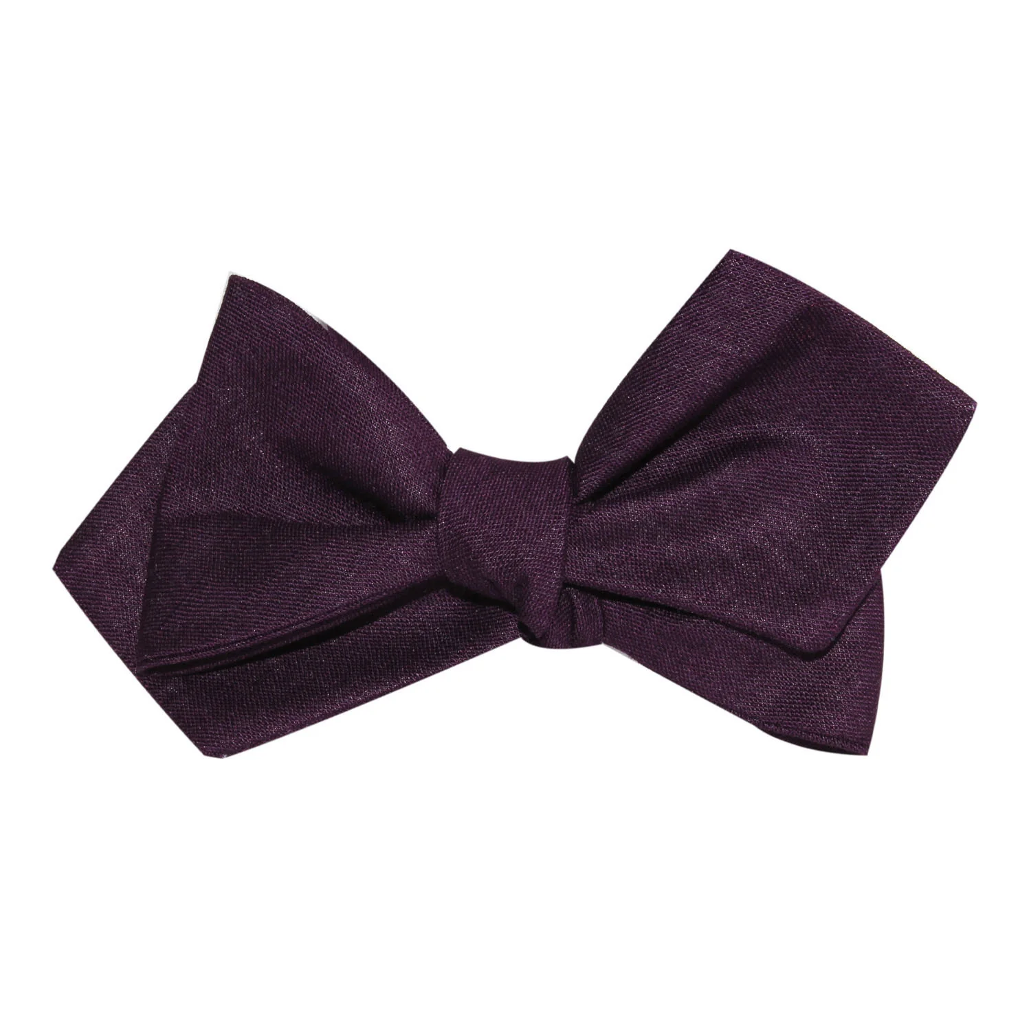 Purple Plum Slub Linen Self Tie Diamond Tip Bow Tie - Image 4