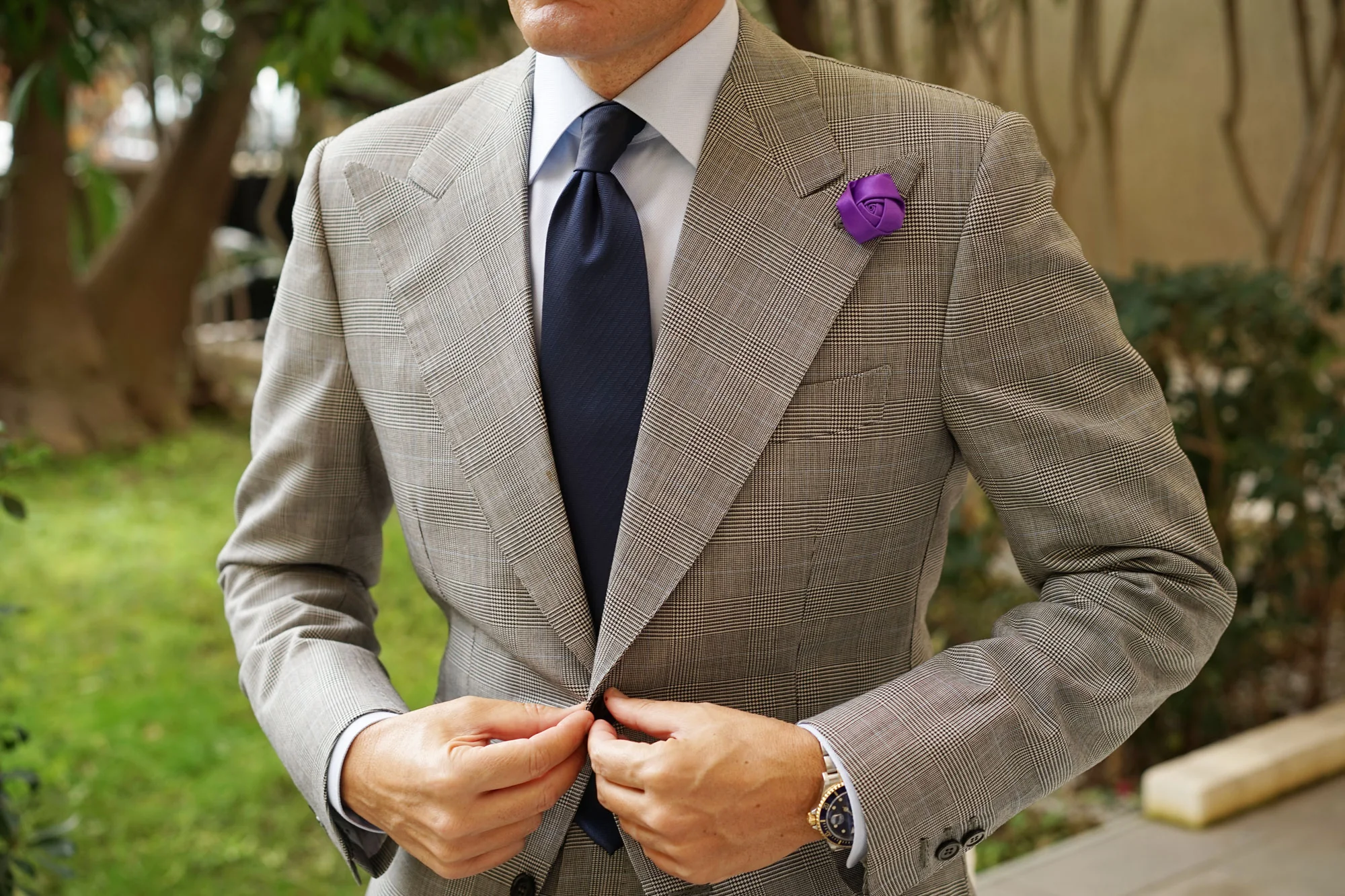 Purple Satin Rose Lapel Pin - Image 5