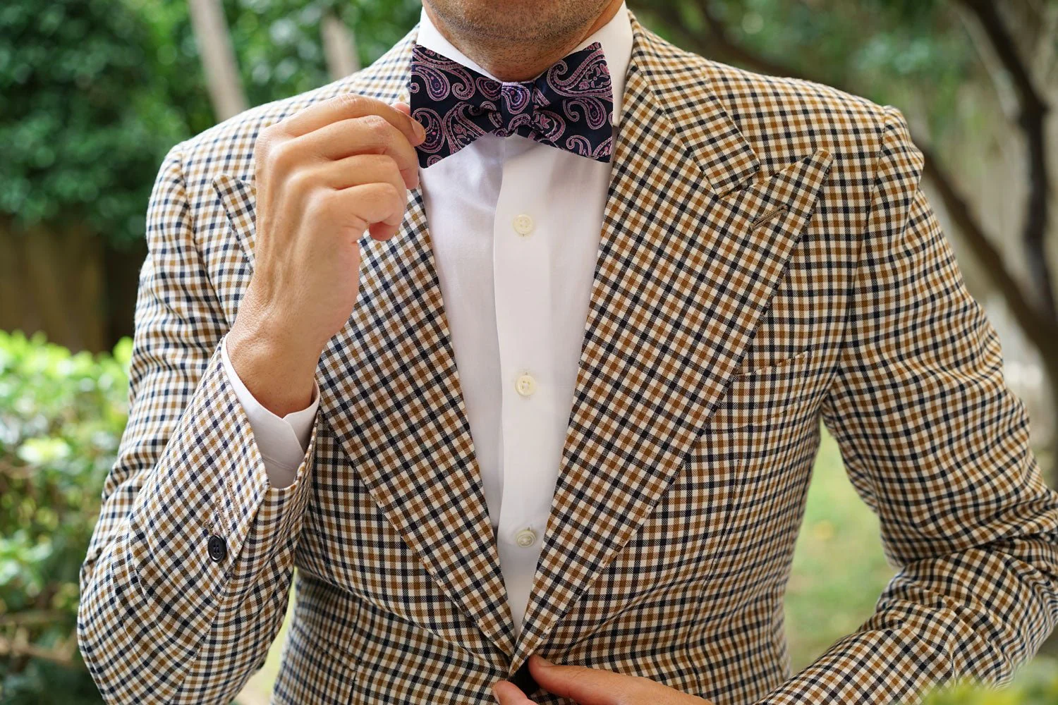 Qajar Dynasty Purple Paisley Self Bow Tie - Image 8