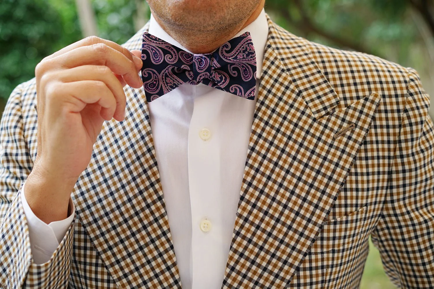 Qajar Dynasty Purple Paisley Self Bow Tie - Image 9