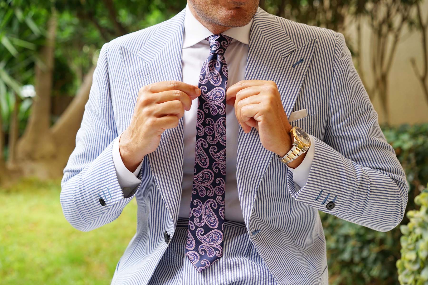 Qajar Dynasty Purple Paisley Skinny Tie - Image 8