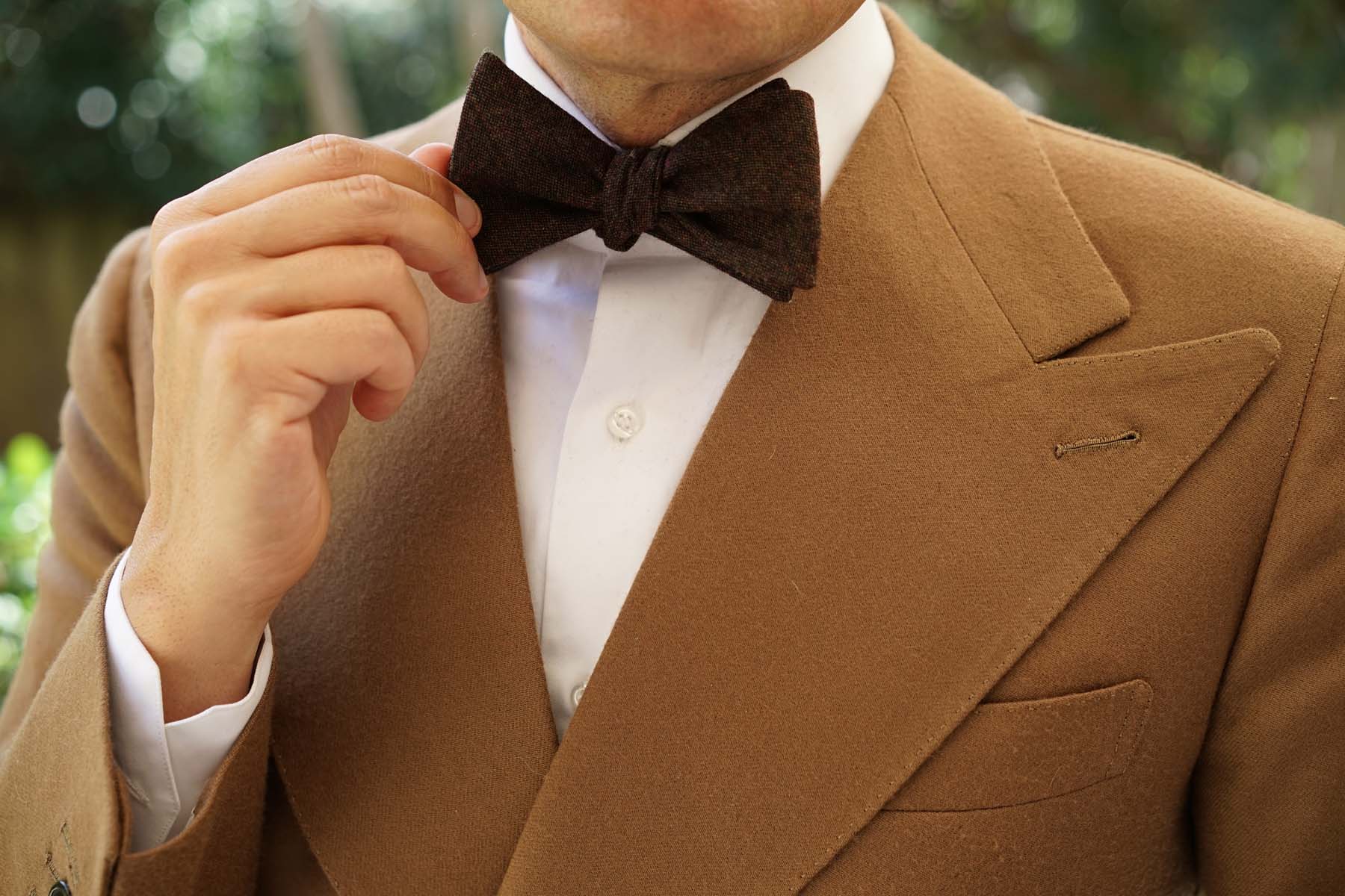 Rambouillet Donegal Brown Wool Self Bow Tie - Image 10