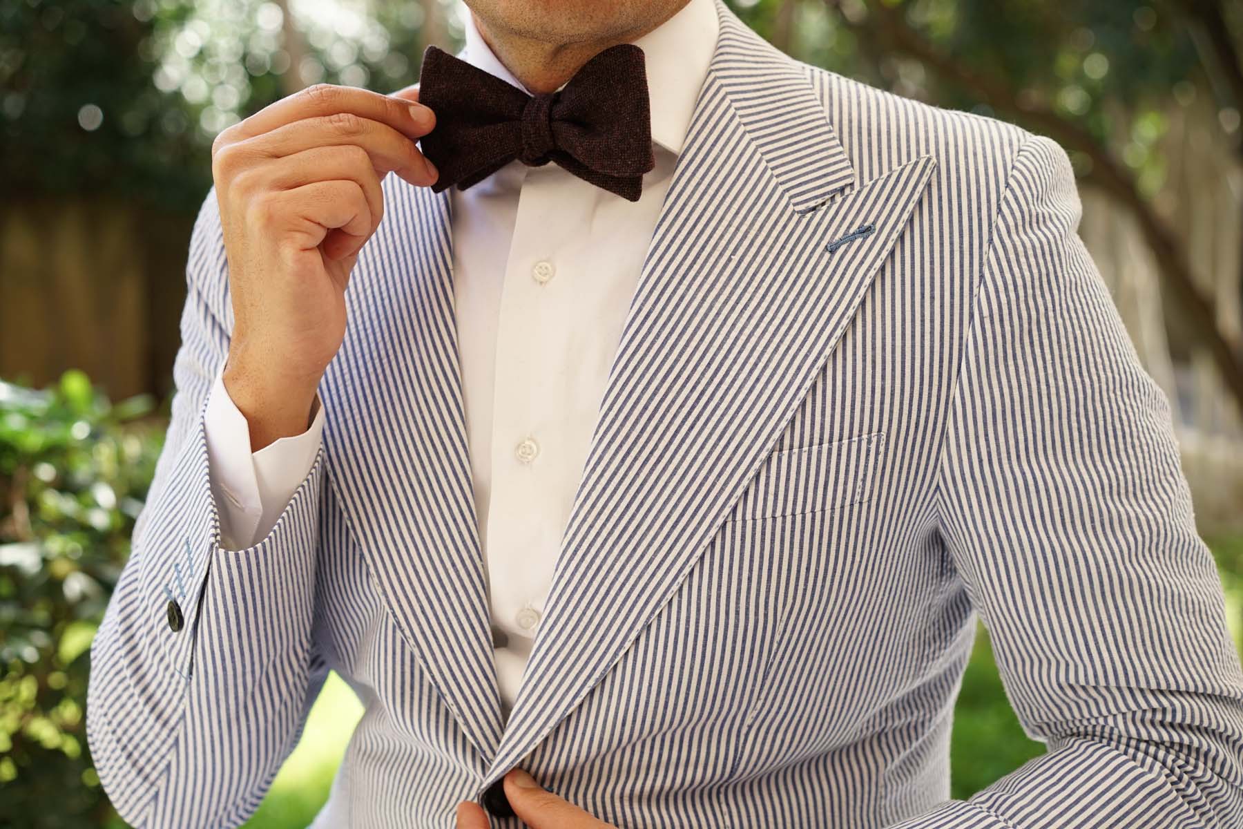 Rambouillet Donegal Brown Wool Self Bow Tie - Image 6
