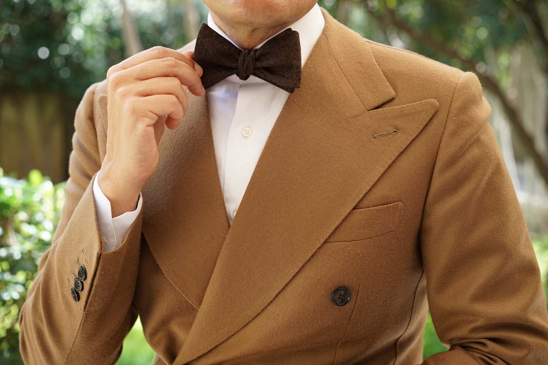 Rambouillet Donegal Brown Wool Self Bow Tie - Image 9