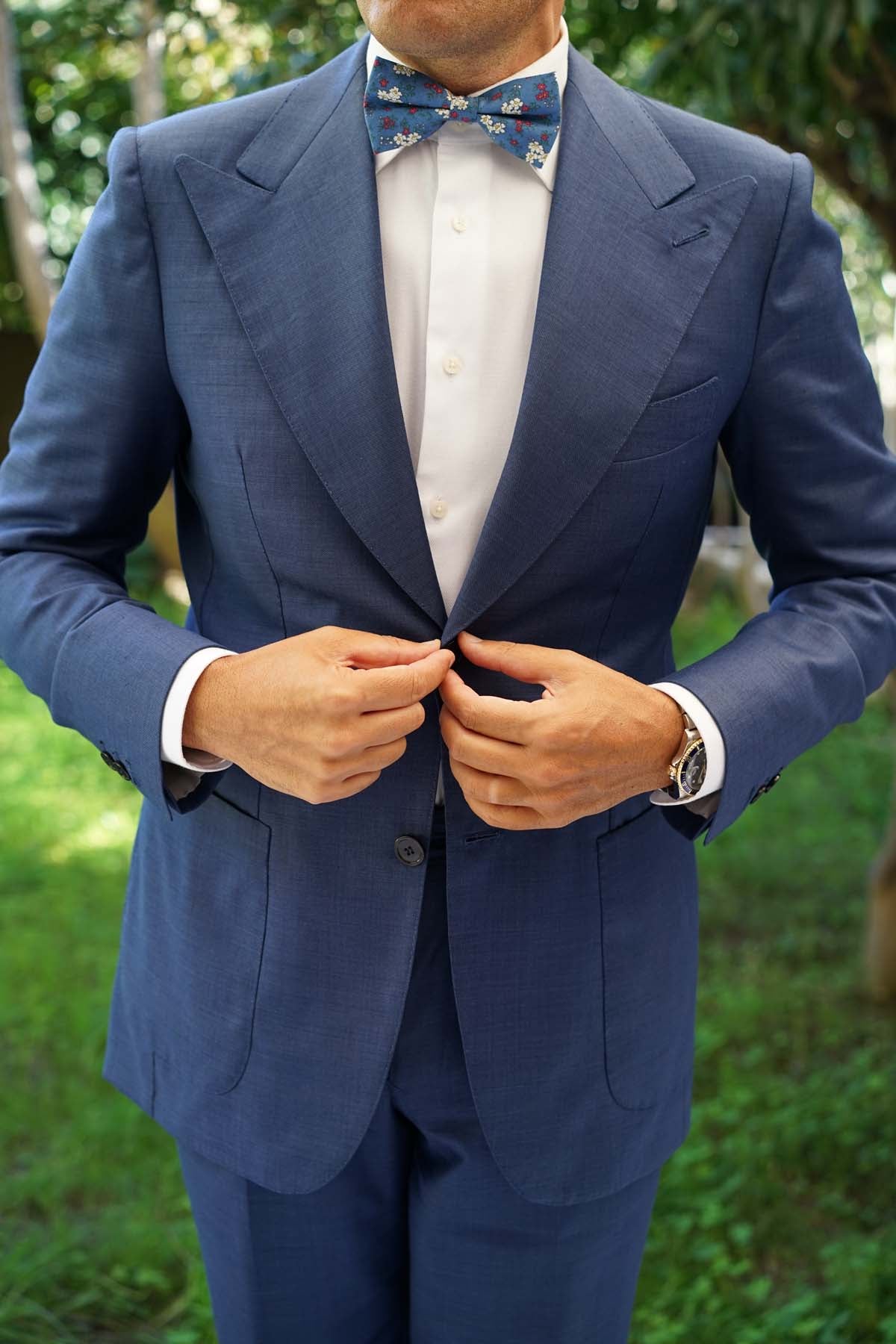 Ravenna Blue Floral Bow Tie - Image 4