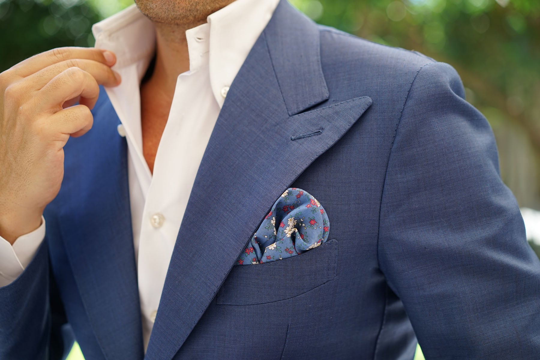 Ravenna Blue Floral Pocket Square - Image 5