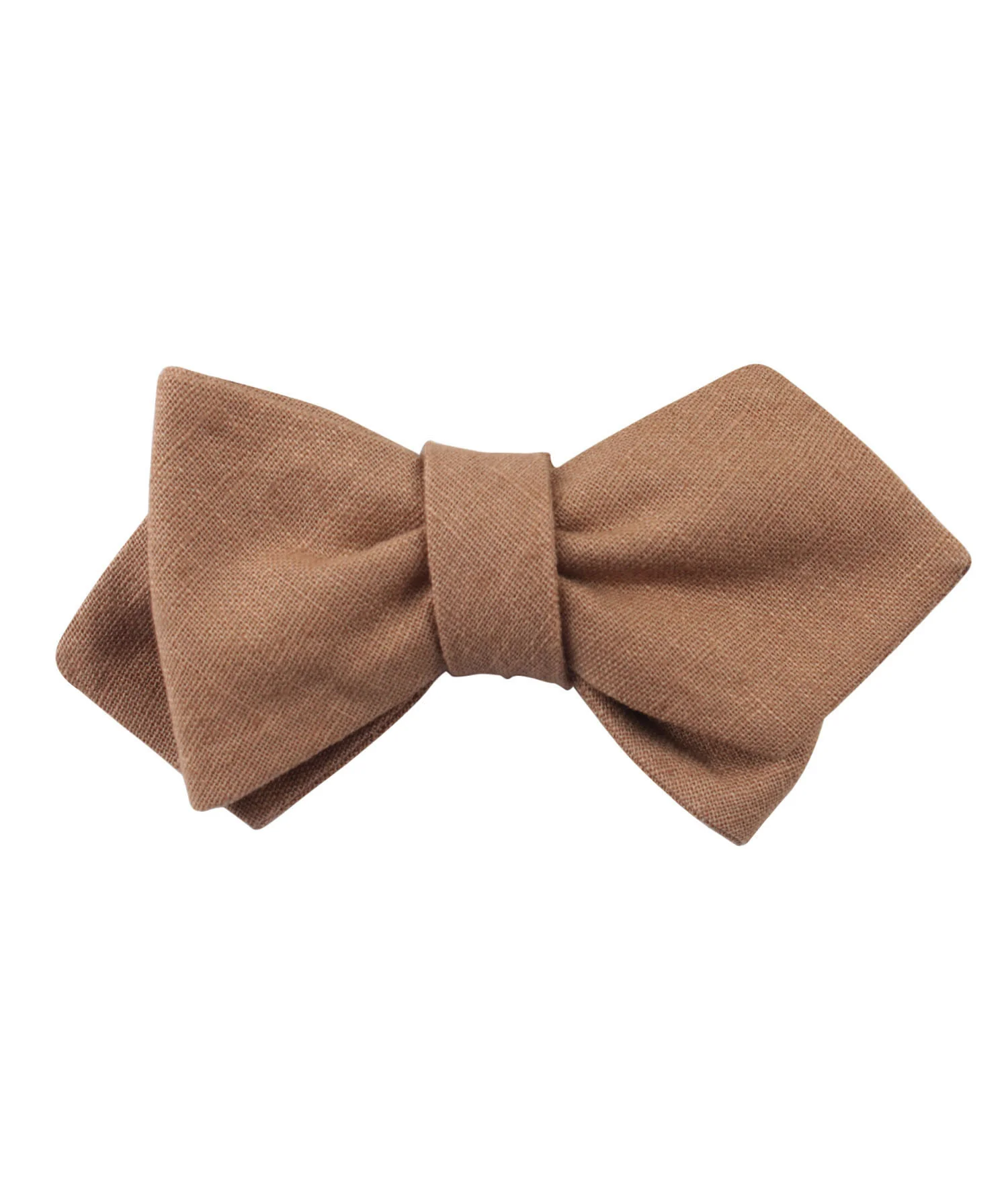 Raw Chocolate Linen Diamond Self Bow Tie - Image 2
