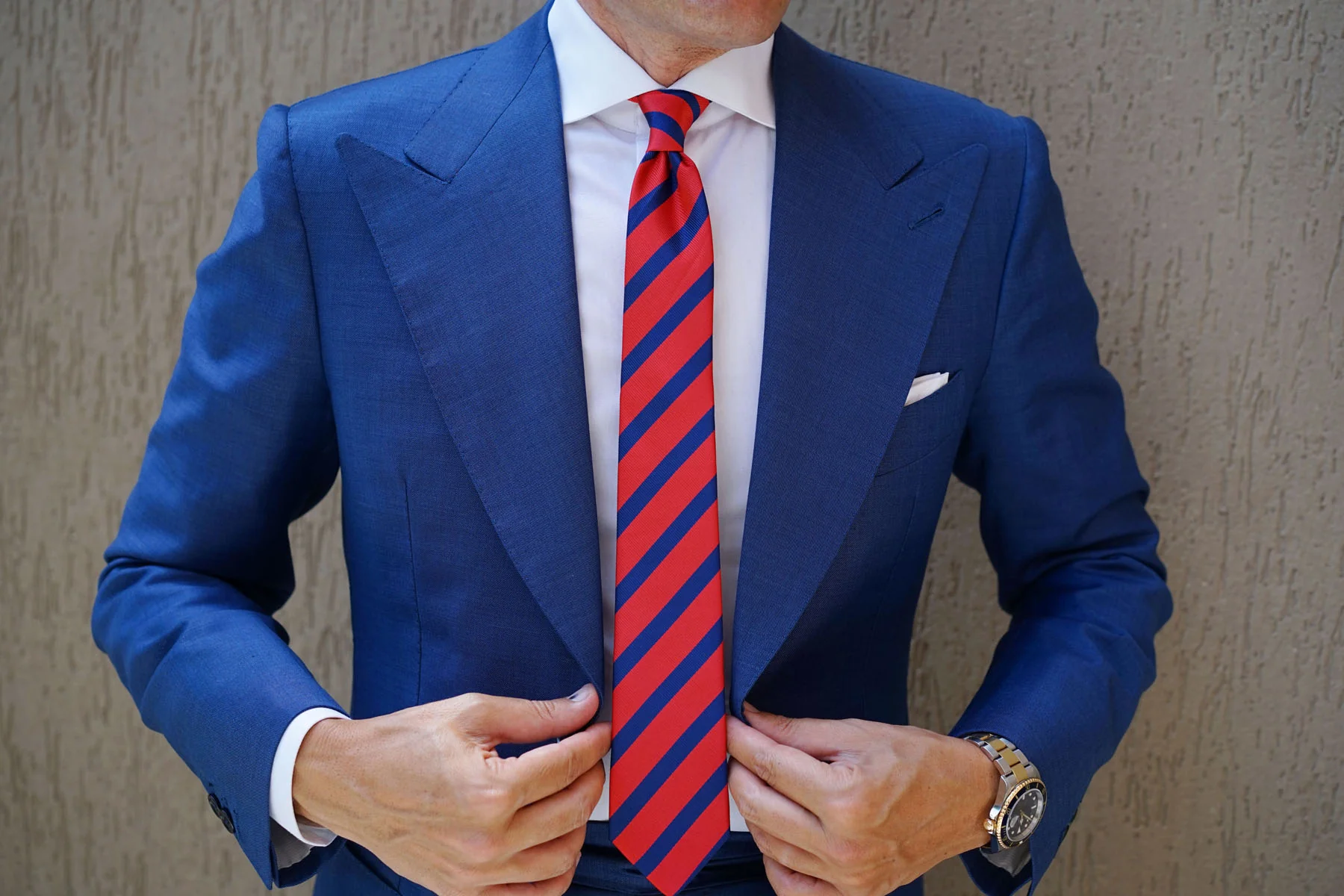 Red and Navy Blue Diagonal - Skinny Tie - Image 10