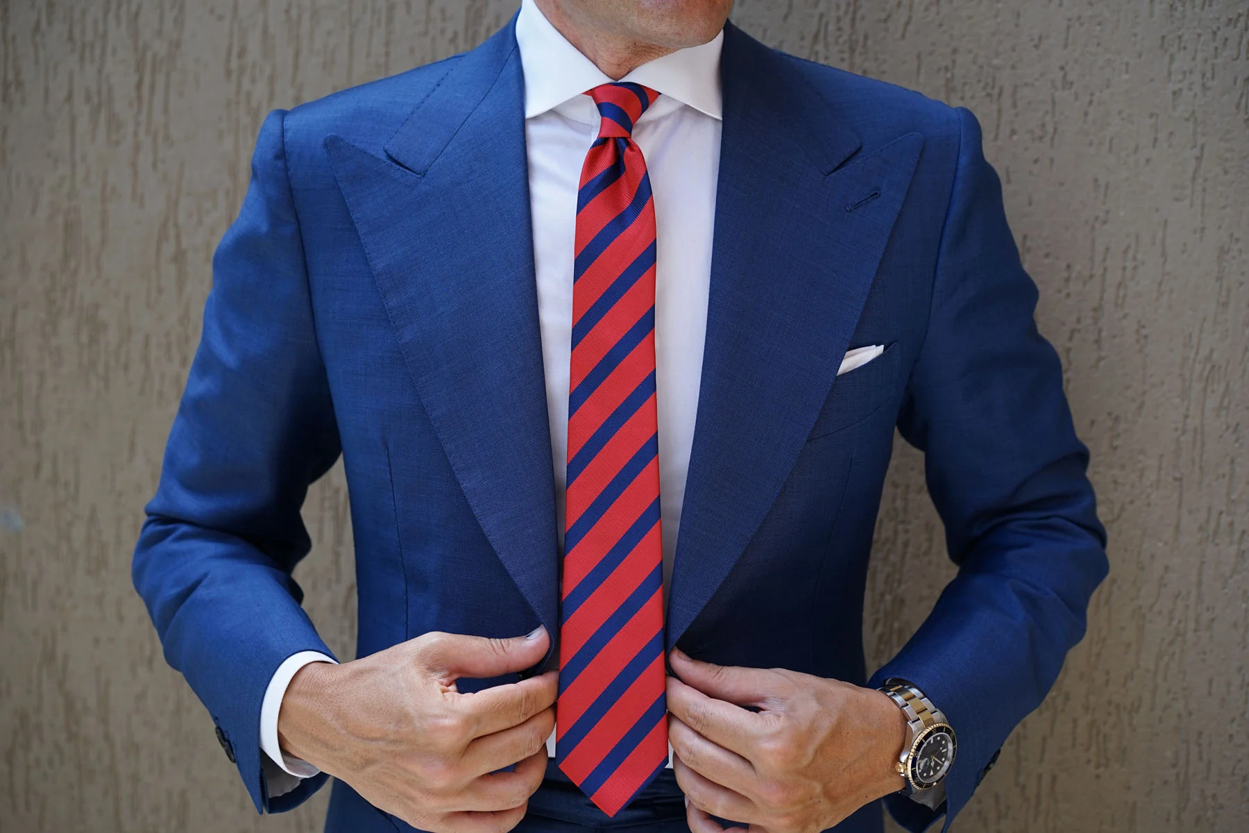 Red and Navy Blue Diagonal - Skinny Tie - Image 5
