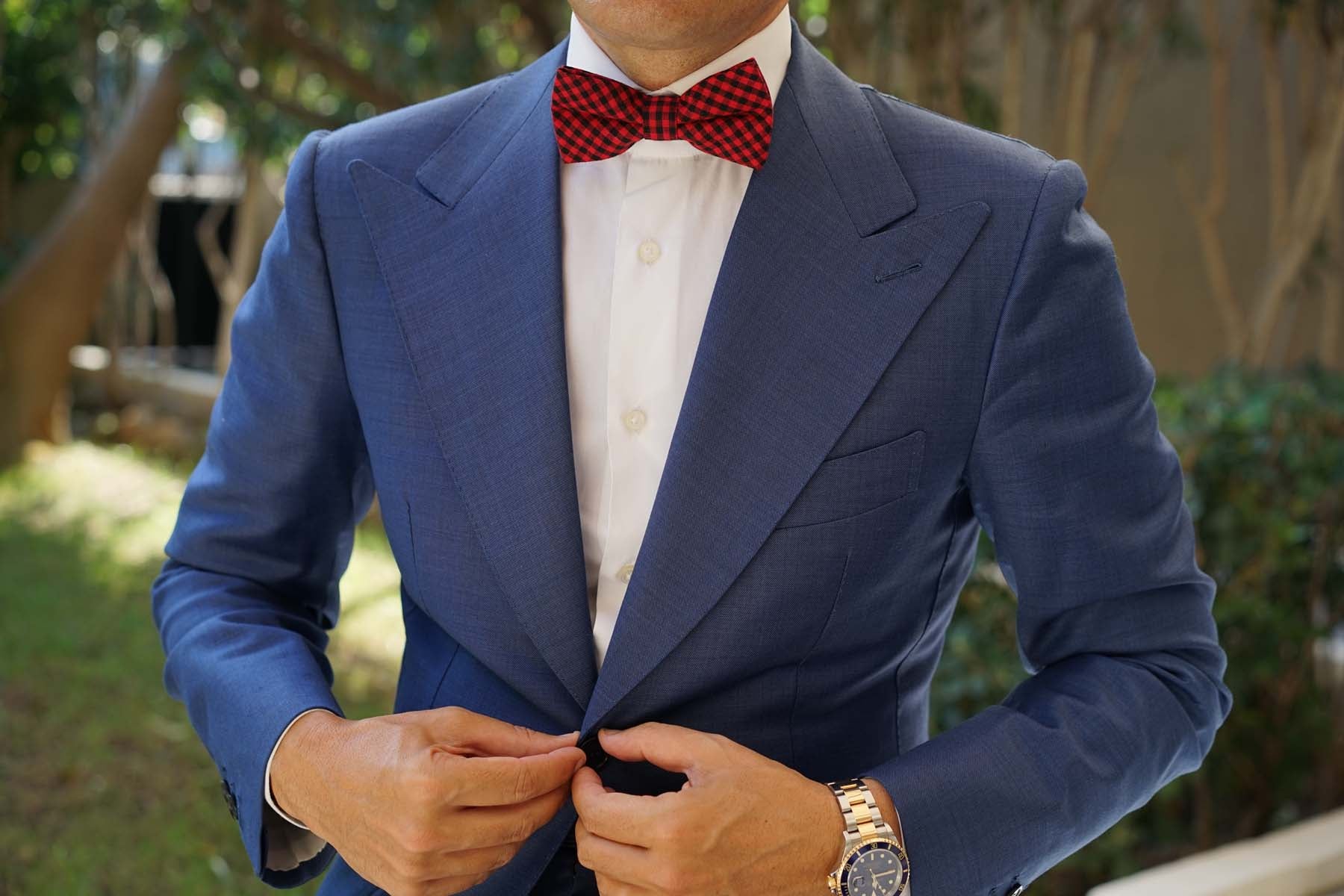 Red Belfast Gingham Bow Tie - Image 8