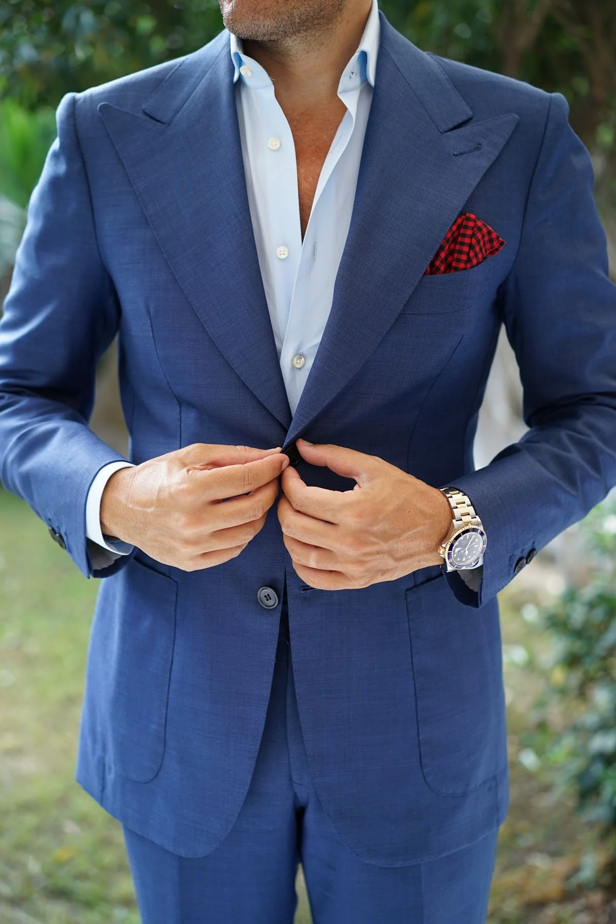 Red Belfast Gingham Pocket Square - Image 4
