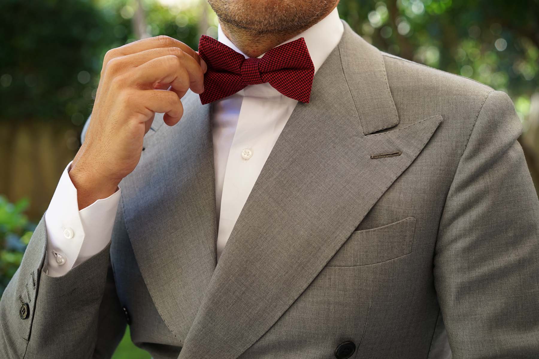 Red & Black Houndstooth Cotton Bow Tie - Image 9