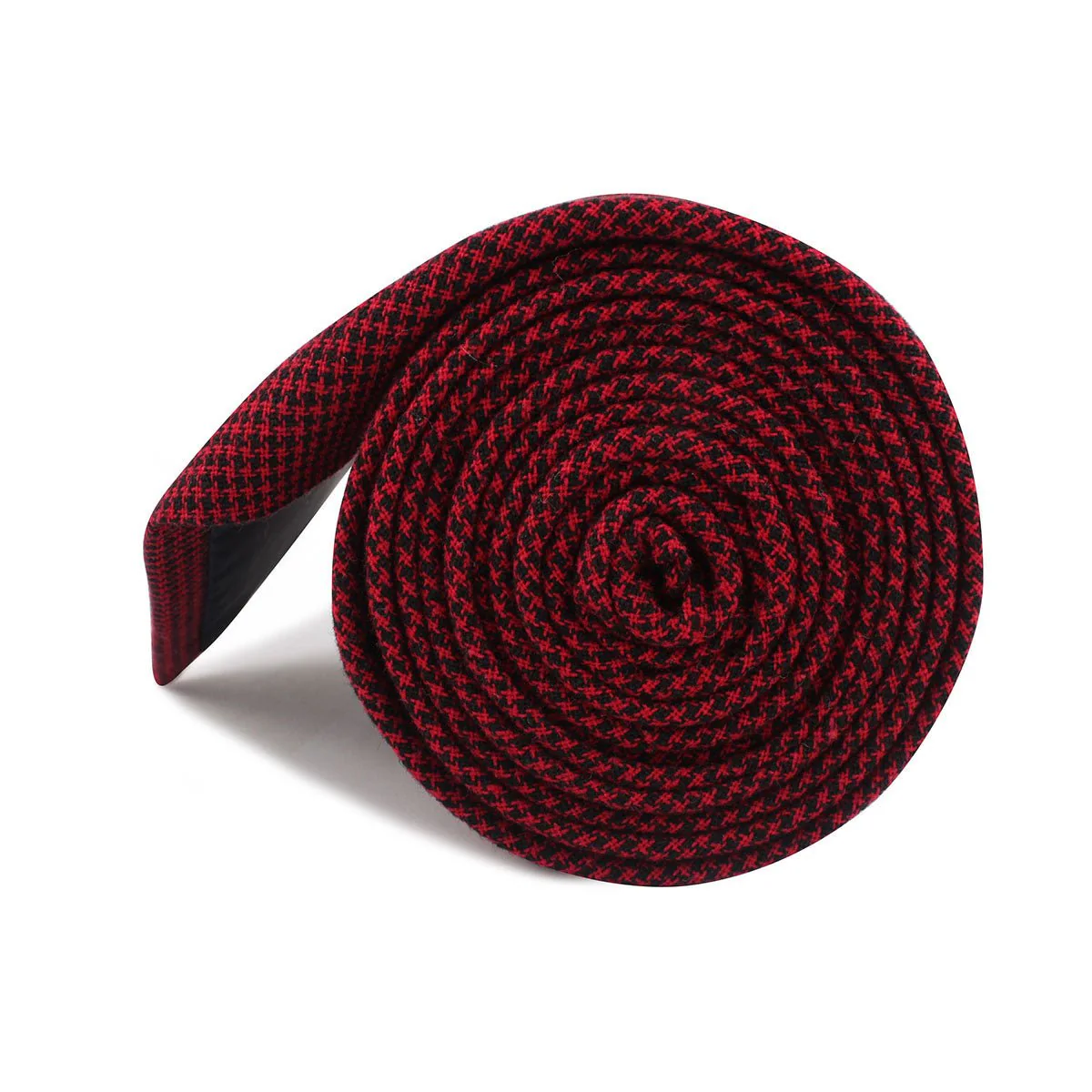 Red & Black Houndstooth Cotton Necktie - Image 4