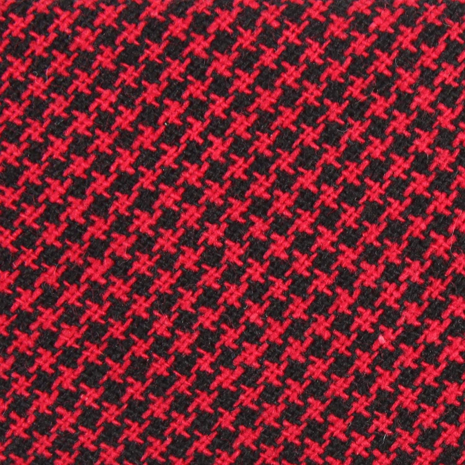 Red & Black Houndstooth Cotton Skinny Tie - Image 4