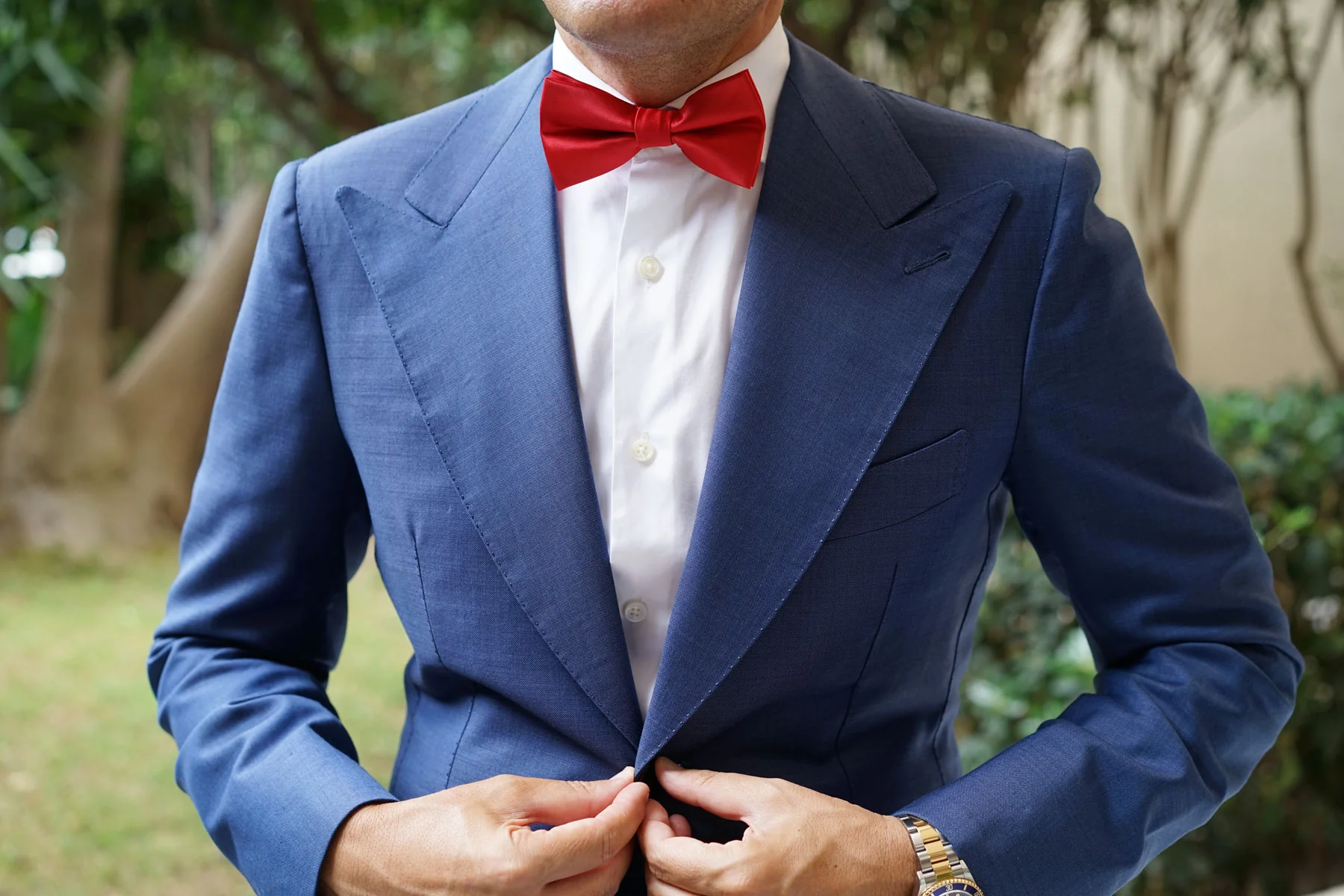 Red Cherry Satin Bow Tie - Image 3