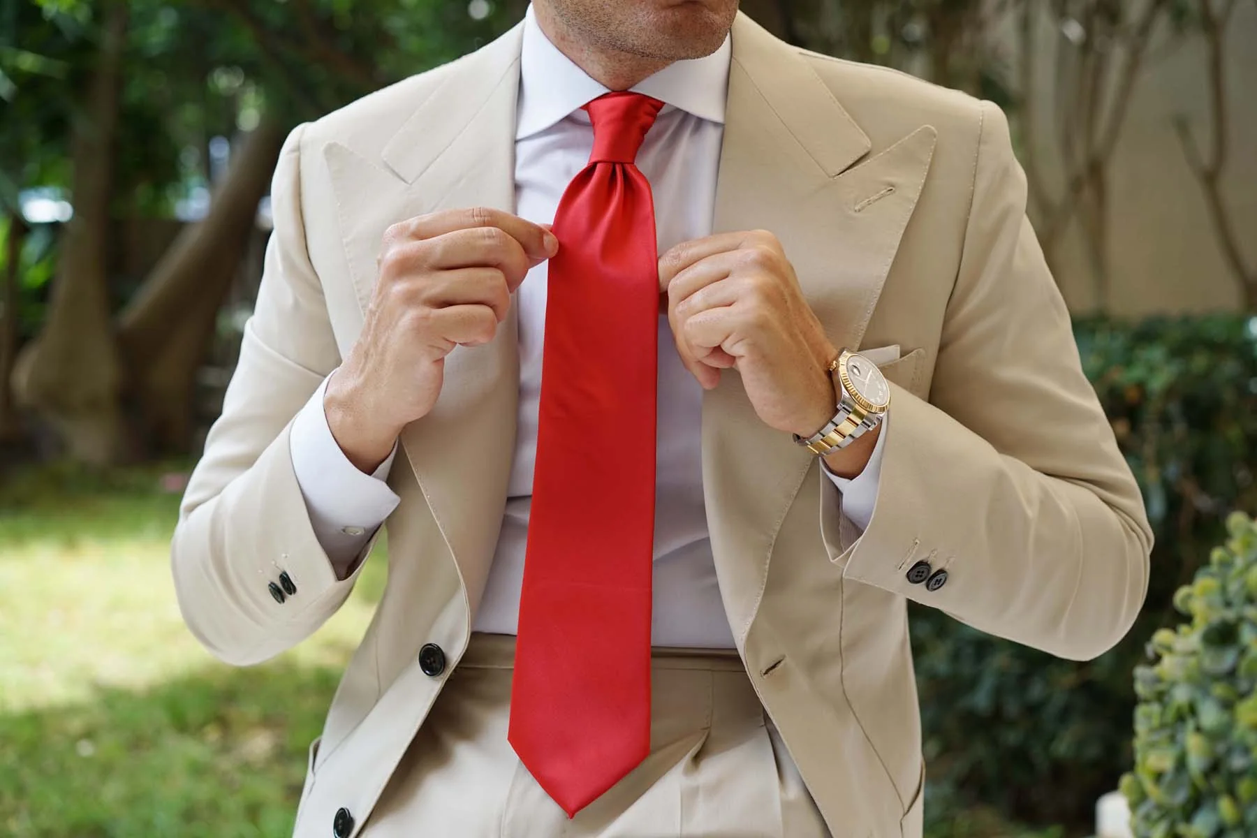 Red Cherry Satin Necktie - Image 8