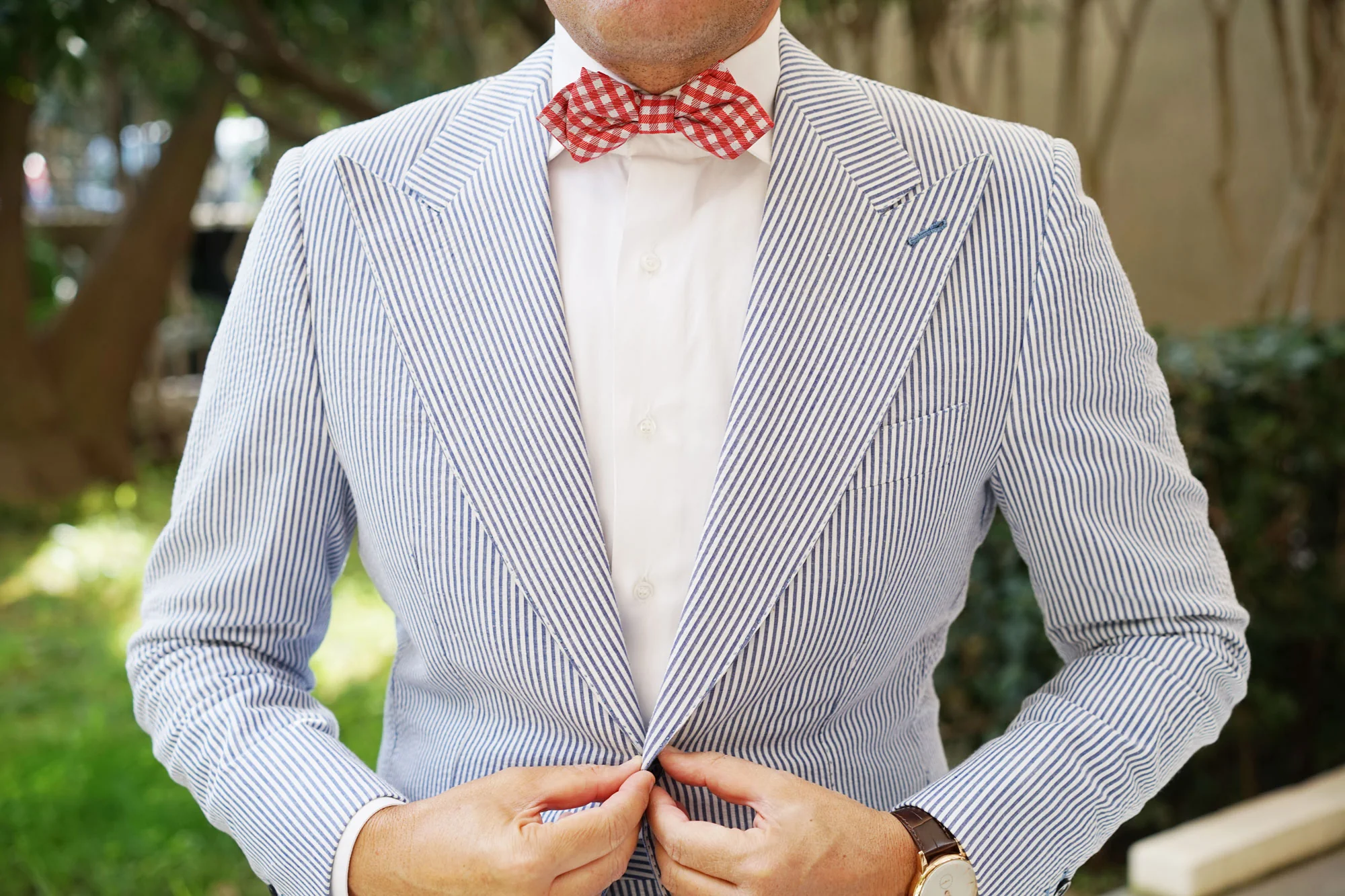 Red Gingham Diamond Bow Tie - Image 3