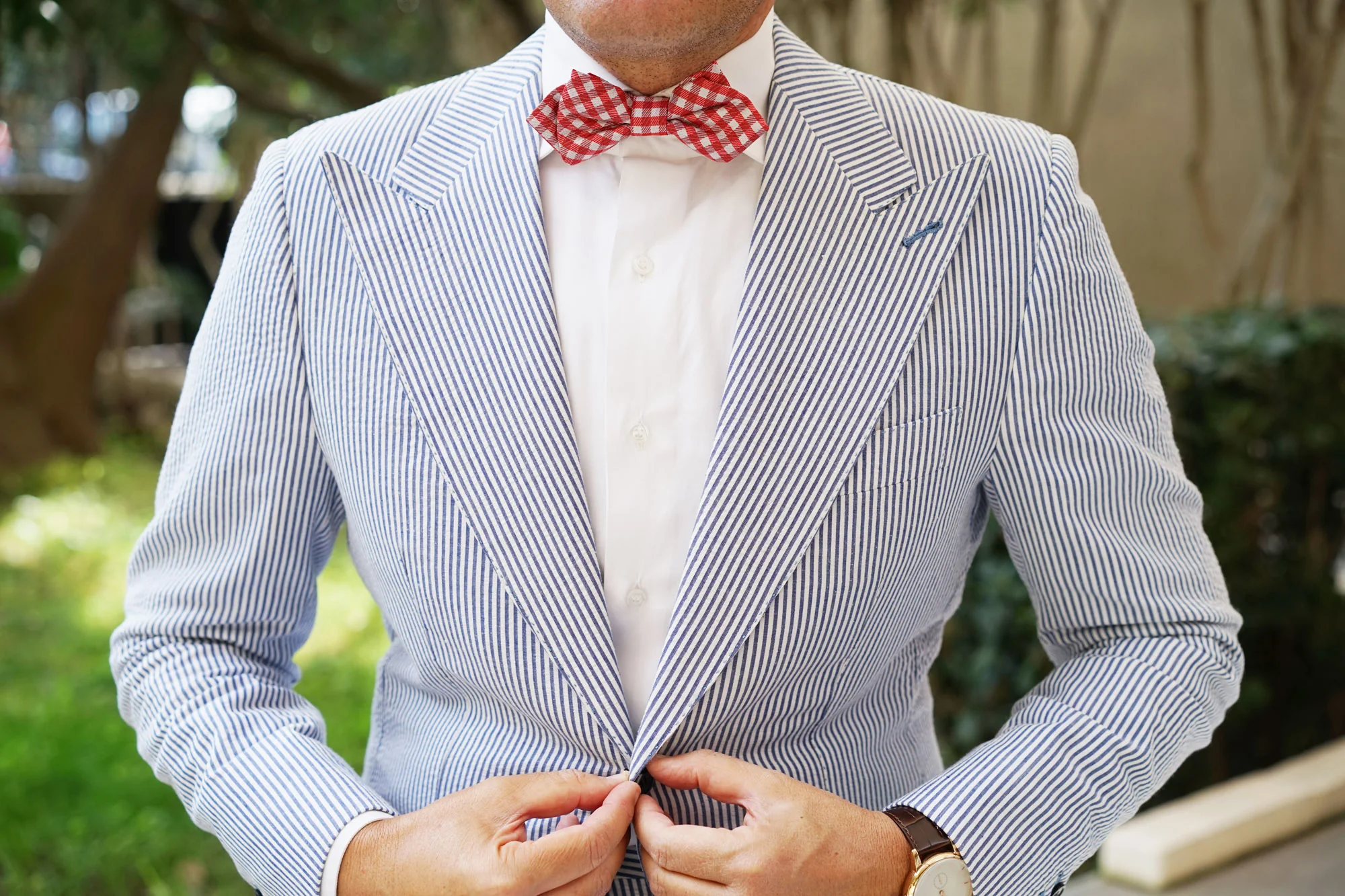 Red Gingham Diamond Bow Tie - Image 5