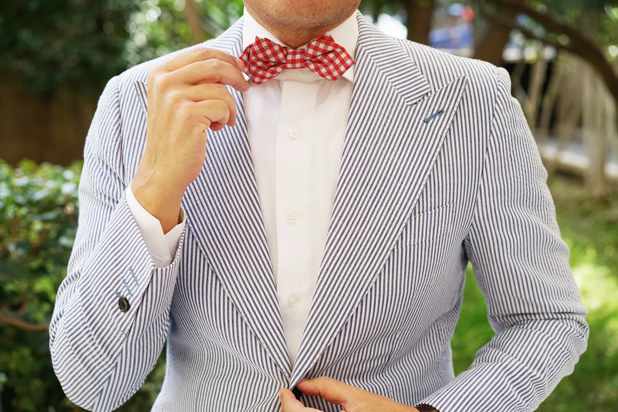 Red Gingham Diamond Bow Tie - Image 6