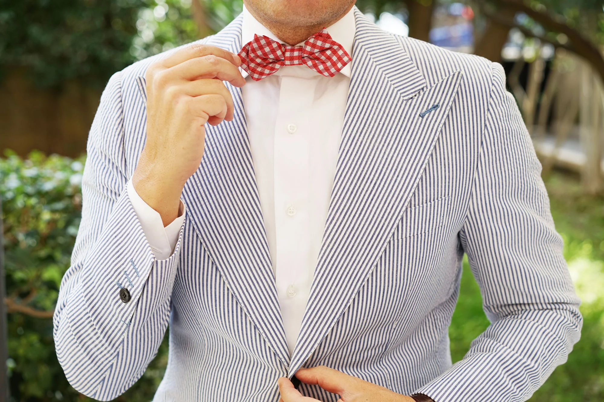 Red Gingham Diamond Bow Tie - Image 7