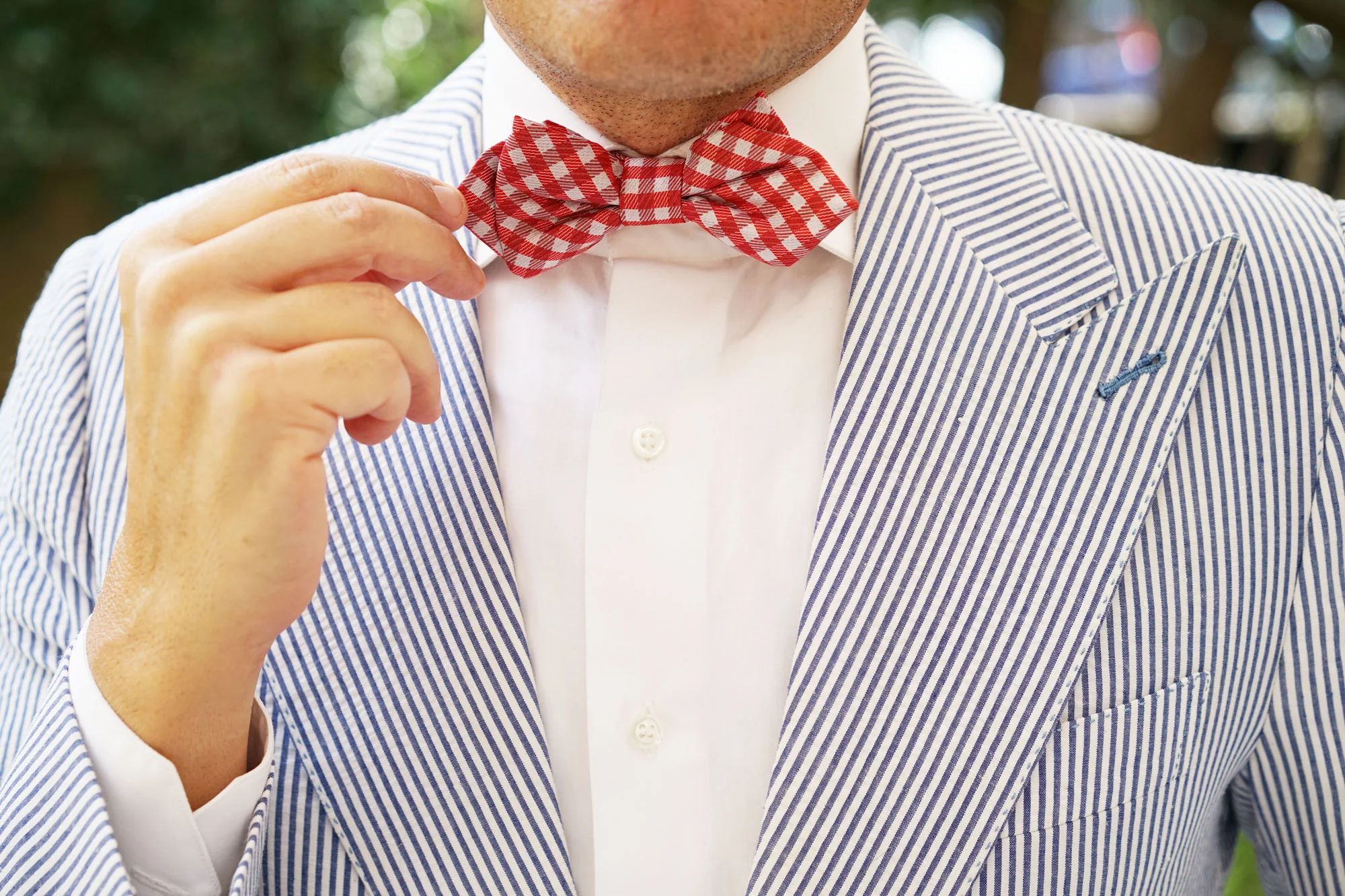Red Gingham Diamond Bow Tie - Image 9