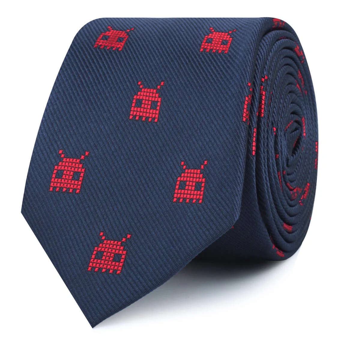 Red Pixel Monster Skinny Tie - Image 2