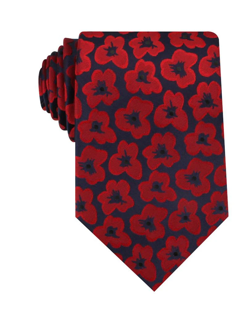 Red Poppy Floral Necktie