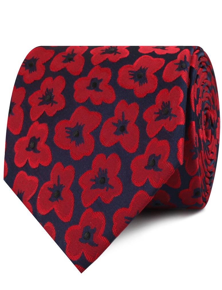 Red Poppy Floral Necktie - Image 2