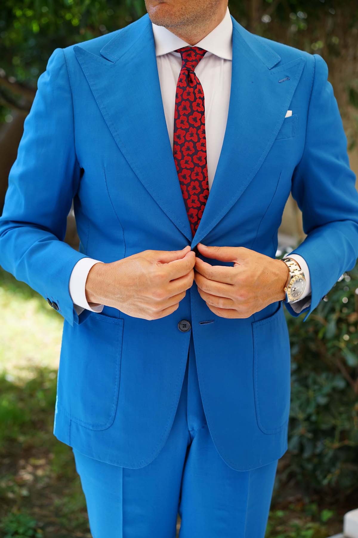 Red Poppy Floral Skinny Tie - Image 8